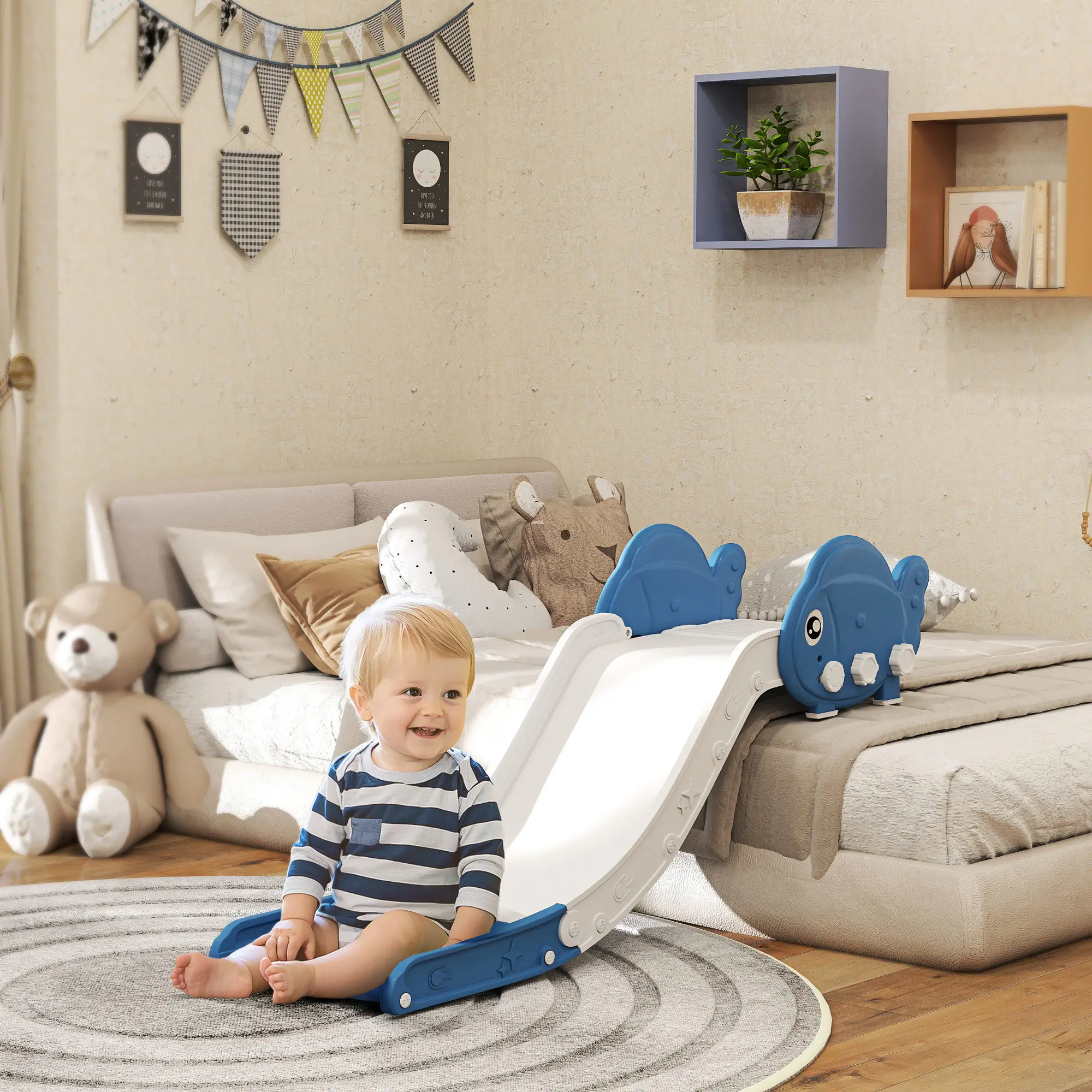 Toddler Couch Slide, Easy Assemble, Storage, 18-48 Months, Blue - Image 2