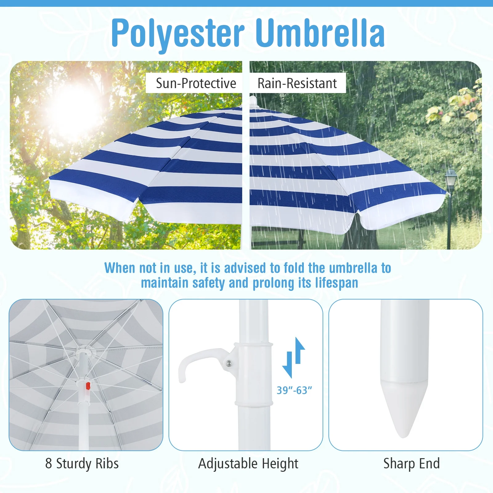 Toddler Outdoor Activity Table with Adjustable and Collapsible Umbrella, White - Image 9