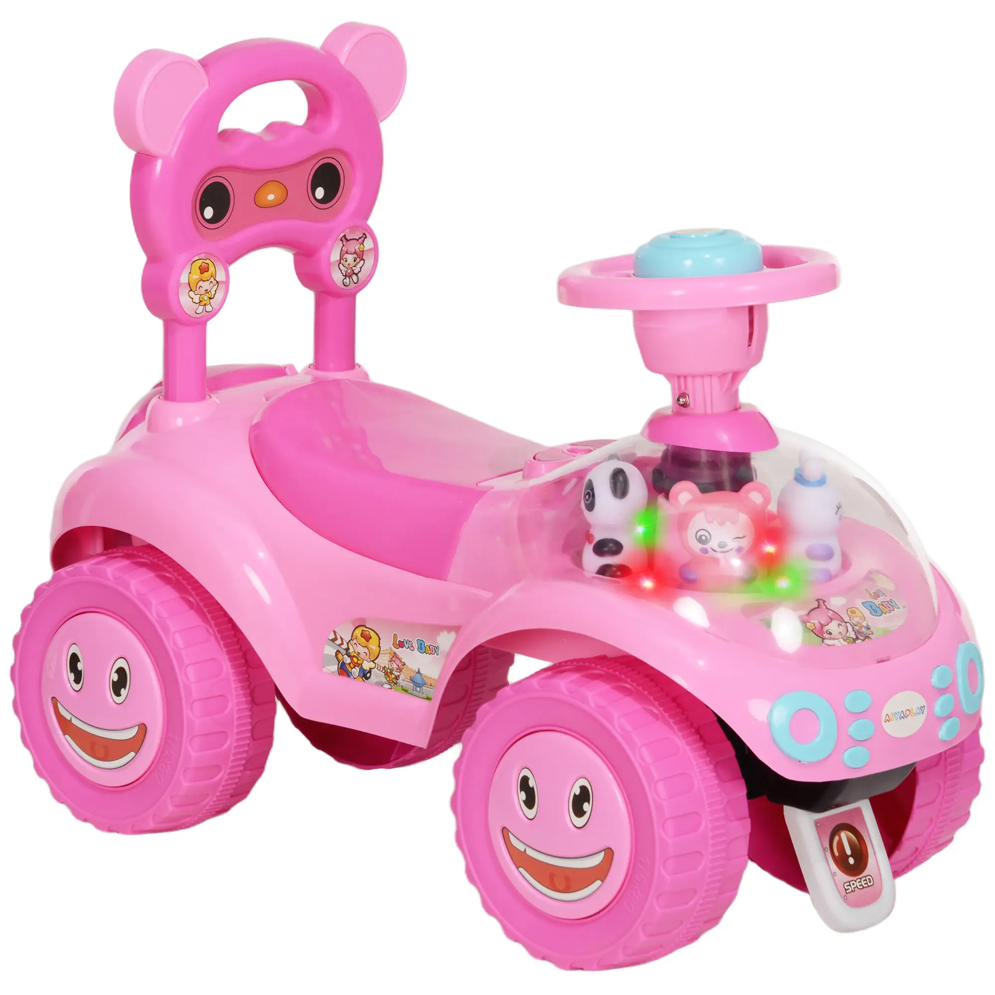 Toddler Push Car with Horn, Light, Music, Pink - Image 11