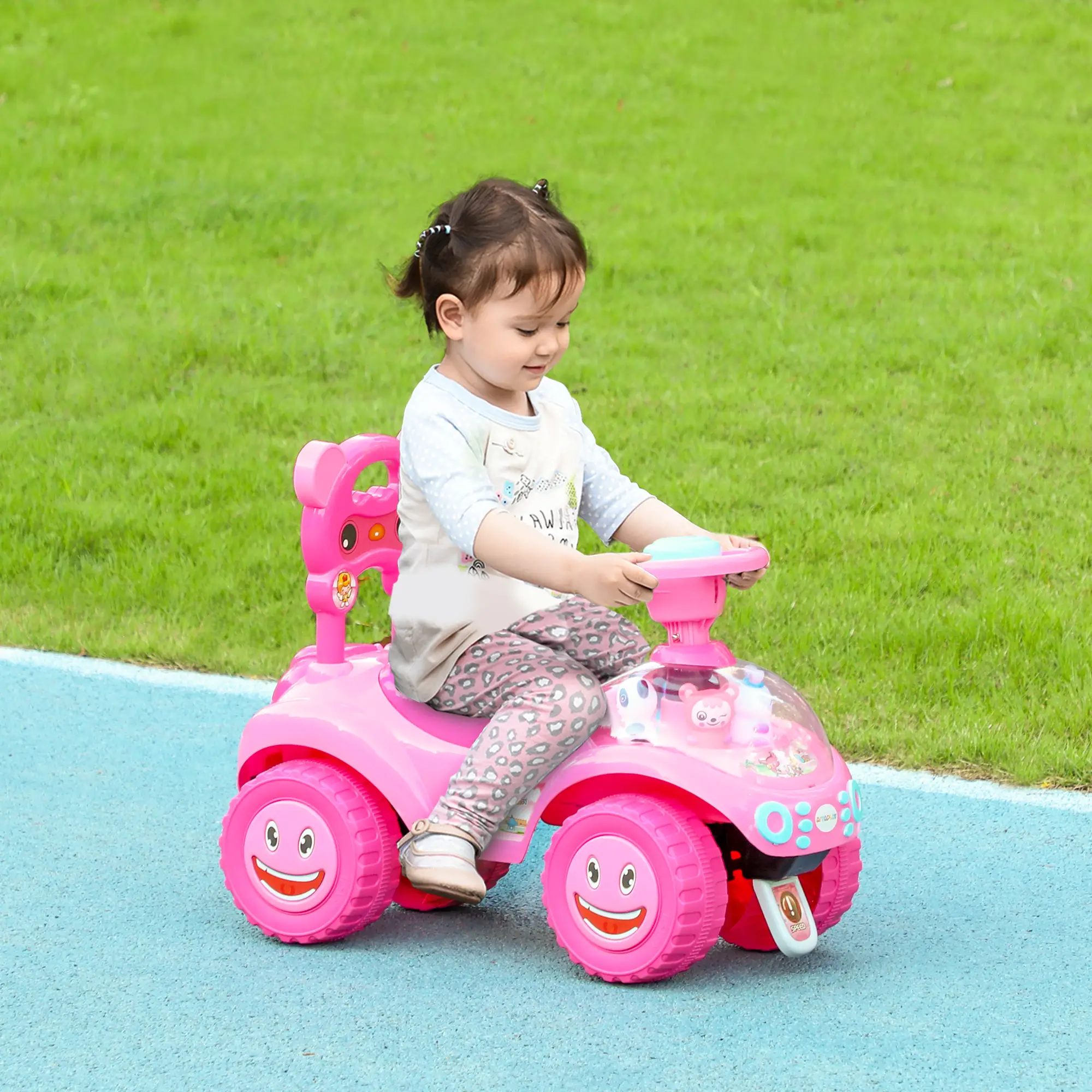 Toddler Push Car with Horn, Light, Music, Pink - Image 8