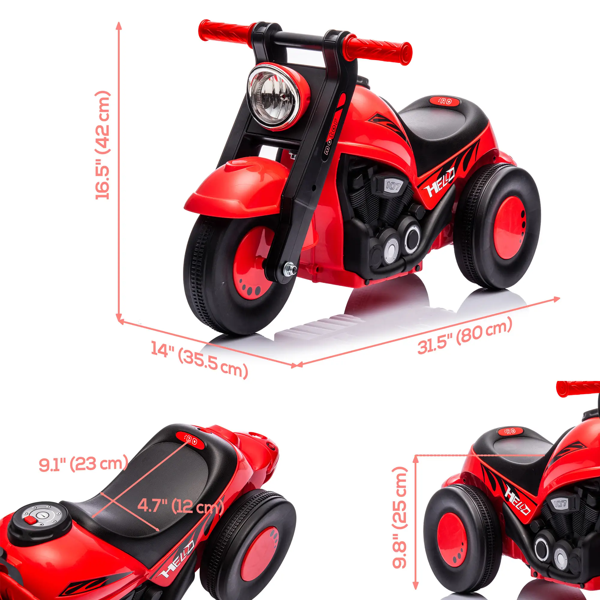 Toddler Ride On Toy, Sliding Car With Music, Bubble, 2-5 Years, Red - Image 3