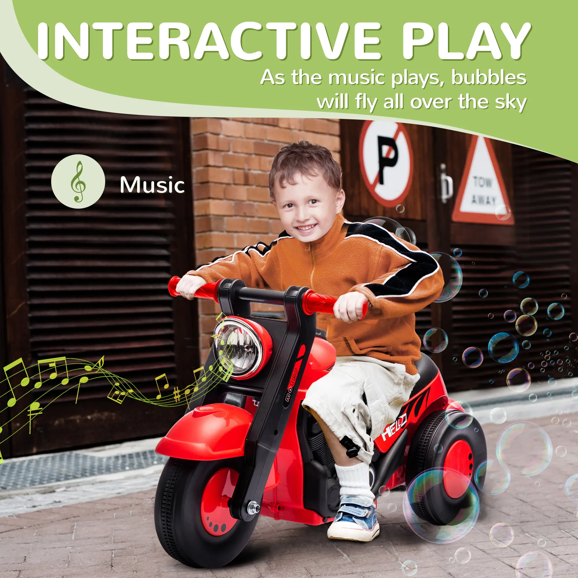 Toddler Ride On Toy, Sliding Car With Music, Bubble, 2-5 Years, Red - Image 4