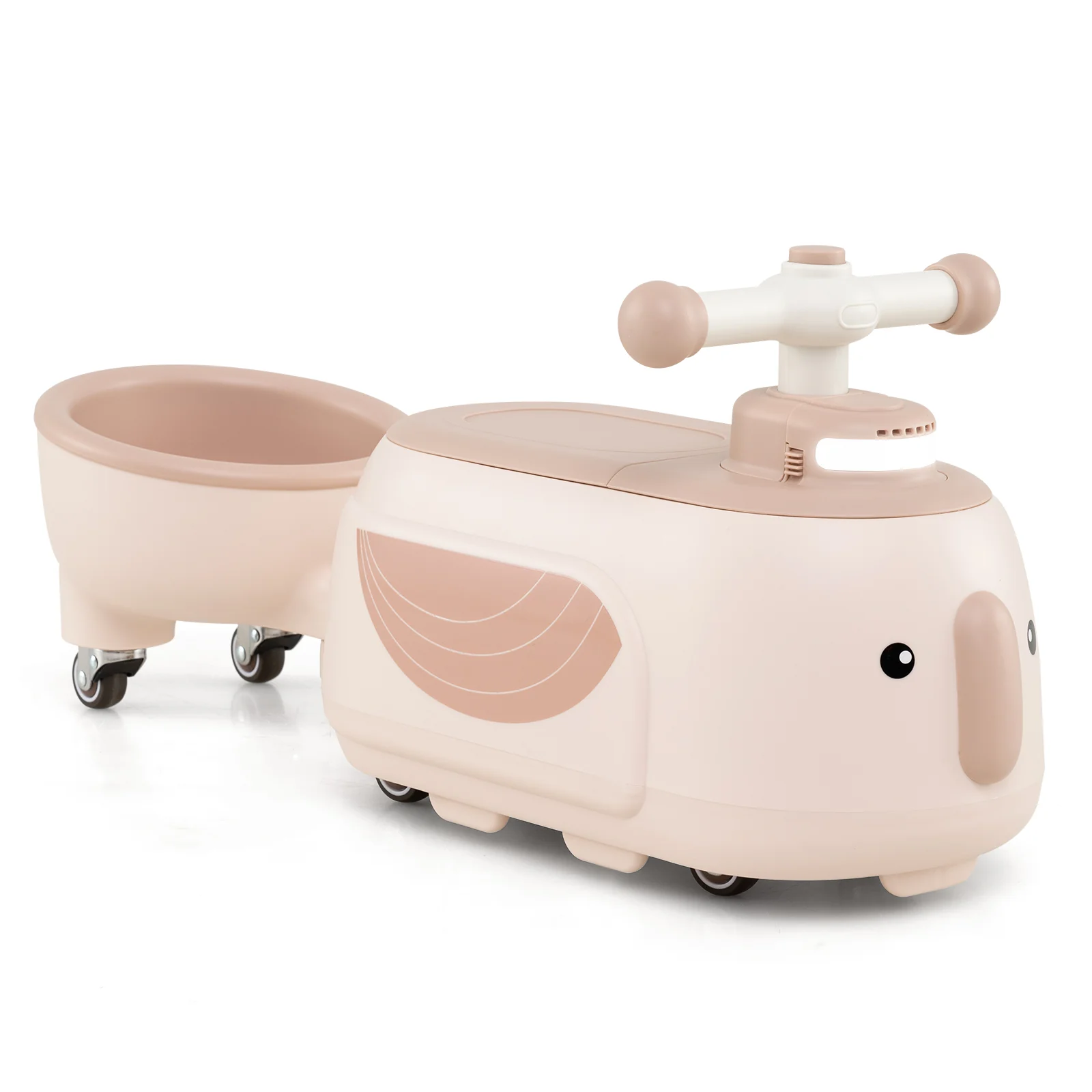 Toddler Ride On Toy With Trailer, Light Music, Beige - Image 4