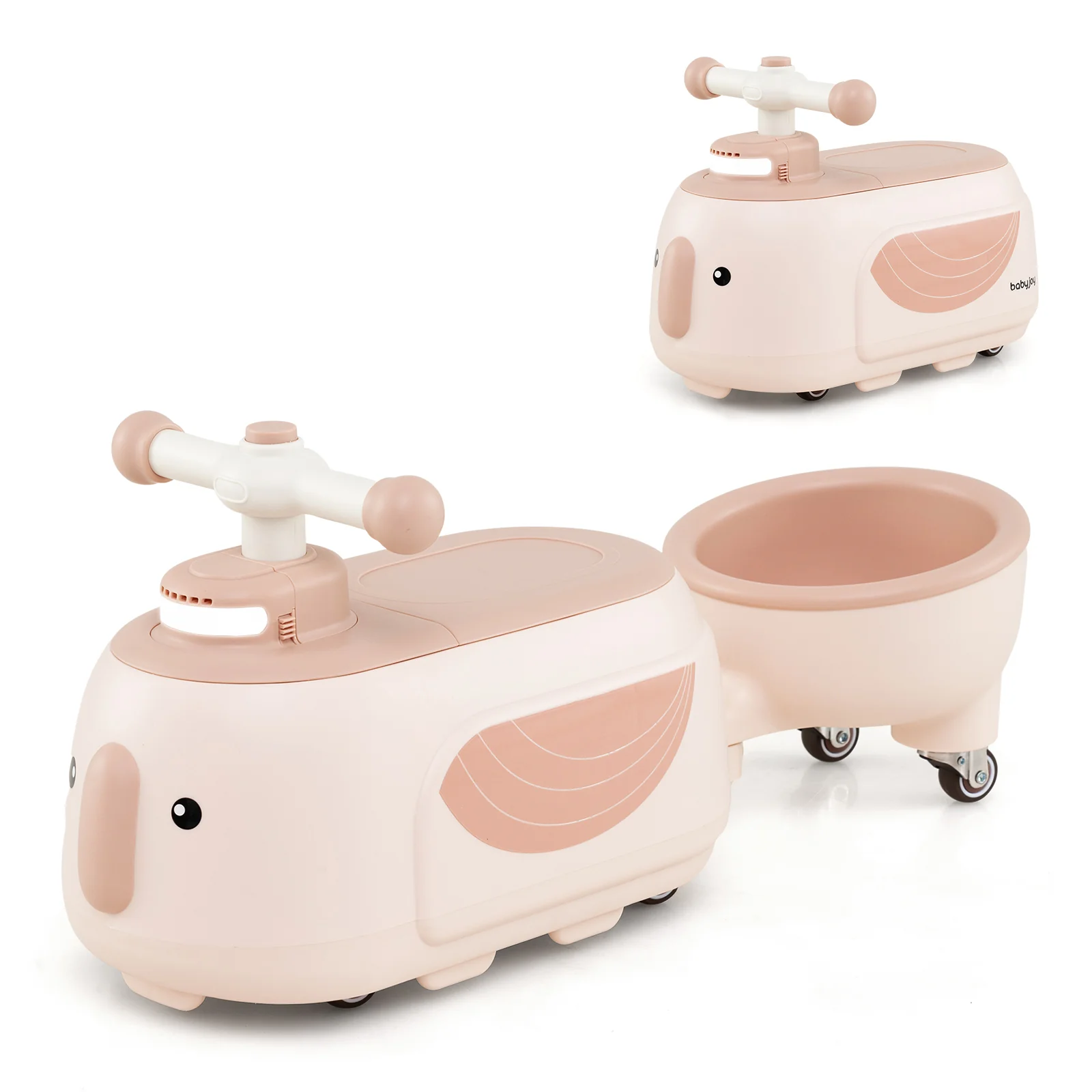 Toddler Ride On Toy With Trailer, Light Music, Beige - Image 7