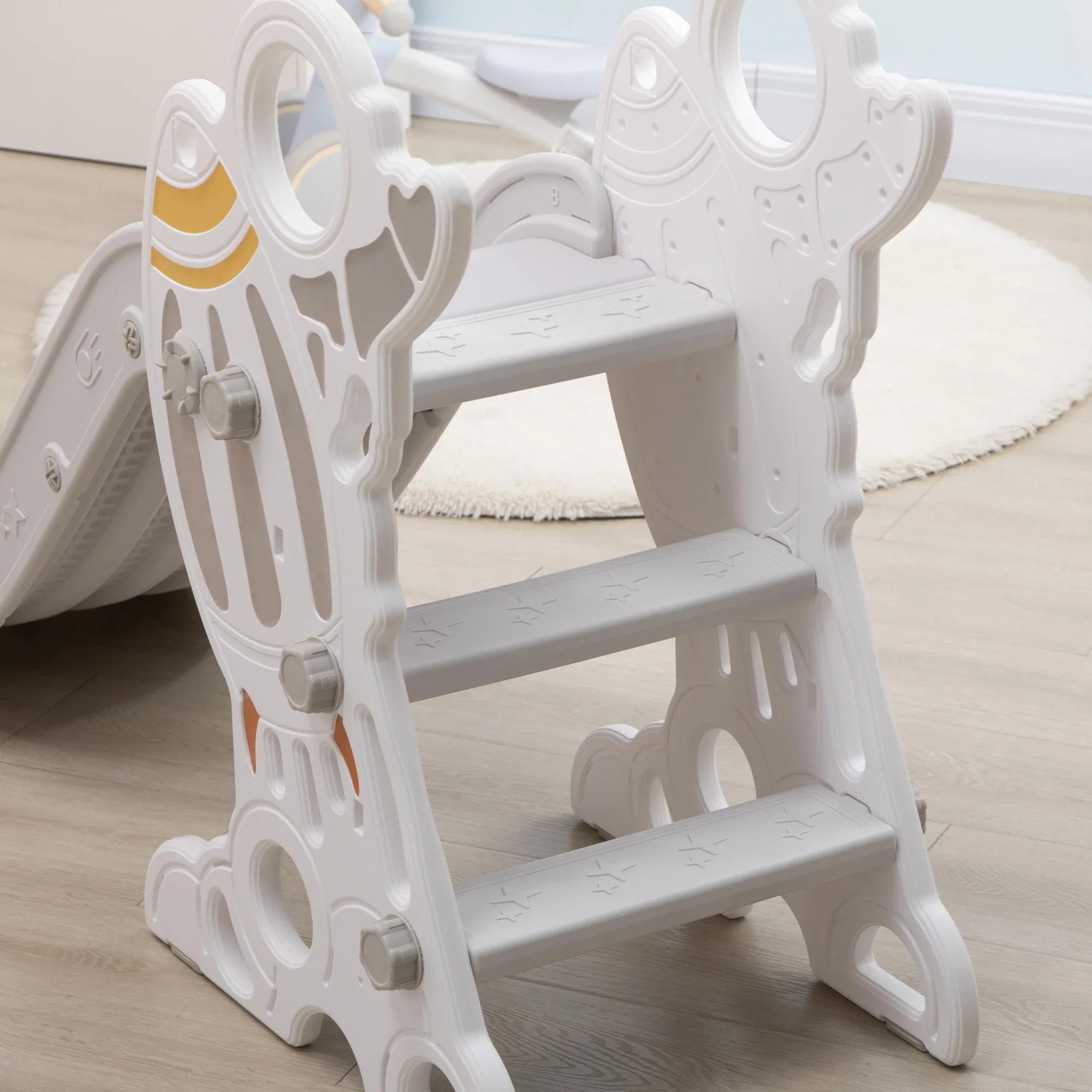 Toddler Slide Indoor, Space Theme Climber Playset, 1.5-3 Years, Grey - Image 10