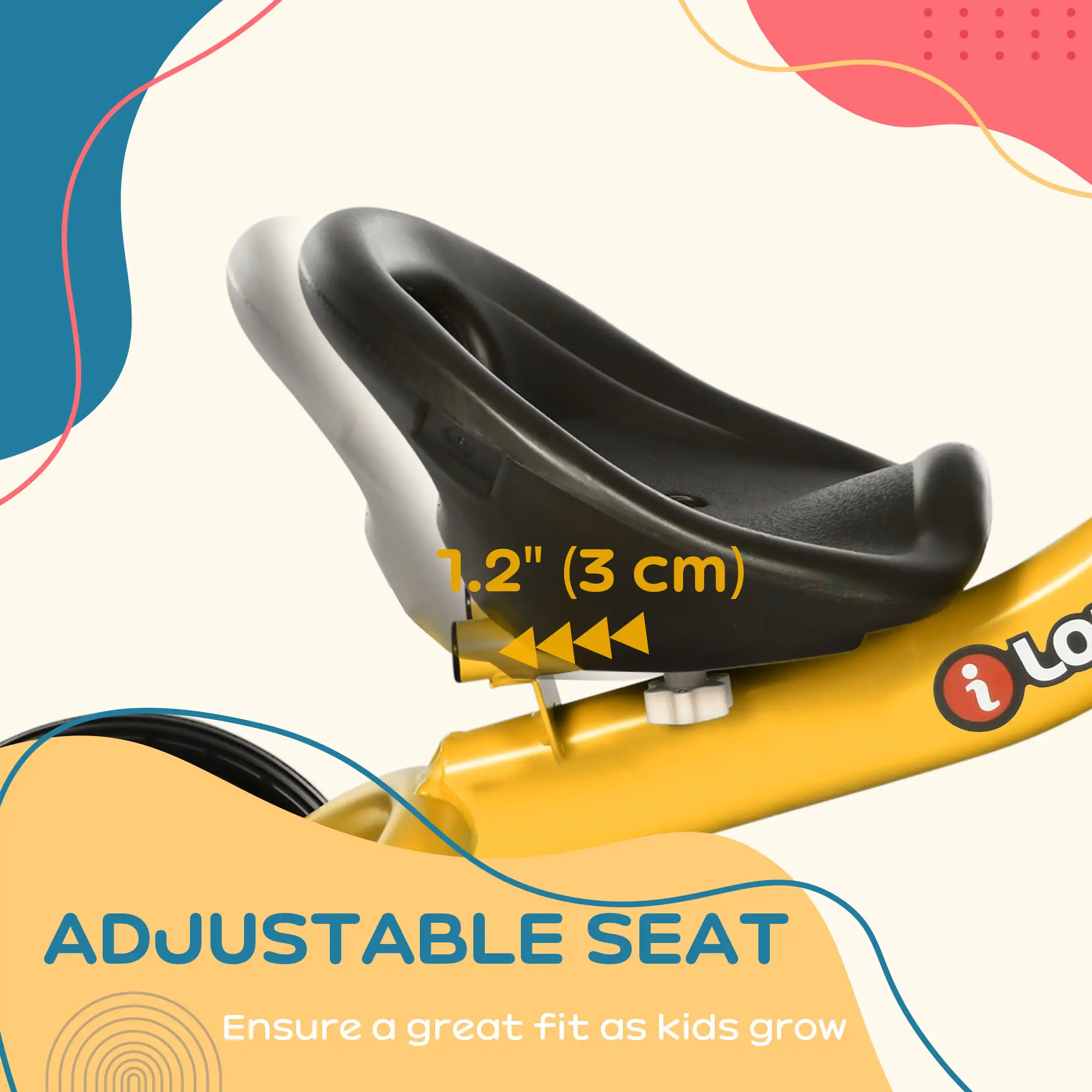 Toddler Tricycle for 2-5 Year Olds, Adjustable Seat, Basket, Bell, Yellow - Image 5