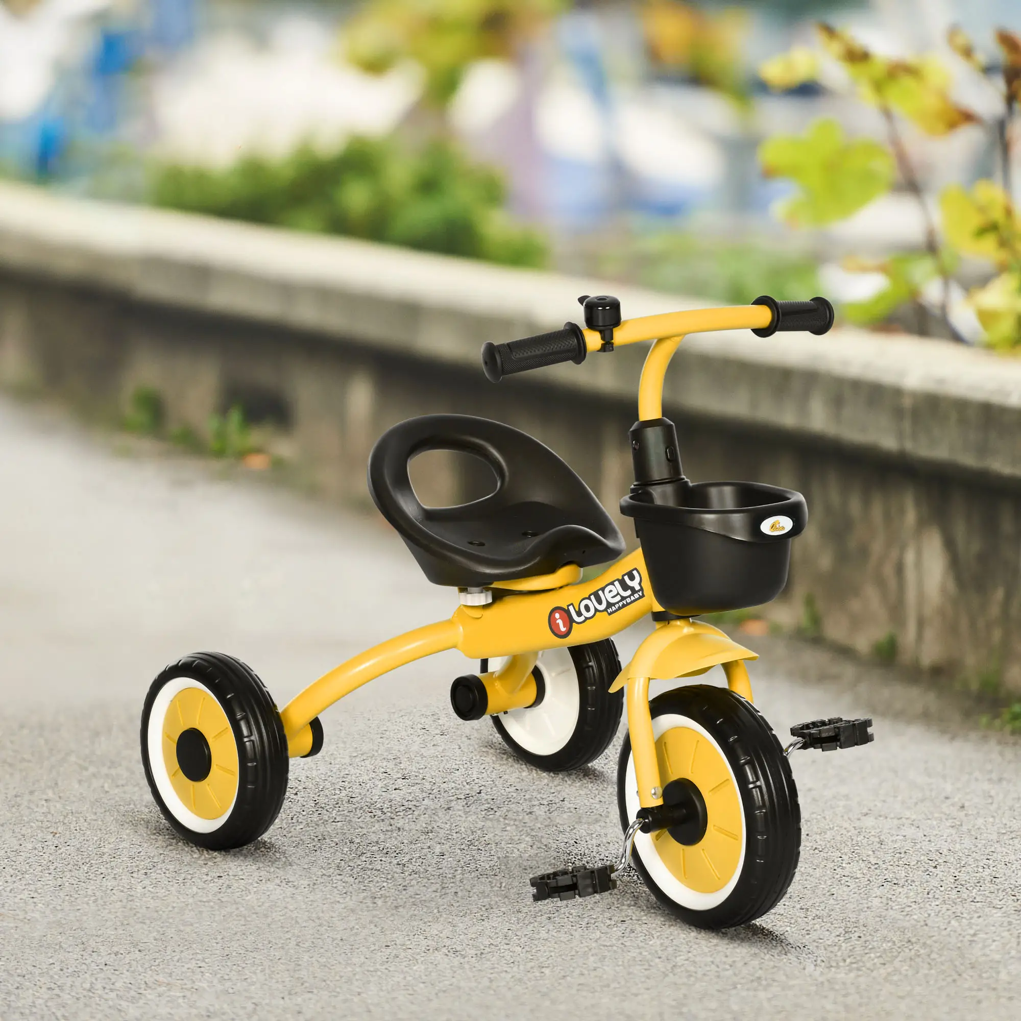 Toddler Tricycle for 2-5 Year Olds, Adjustable Seat, Basket, Bell, Yellow - Image 8