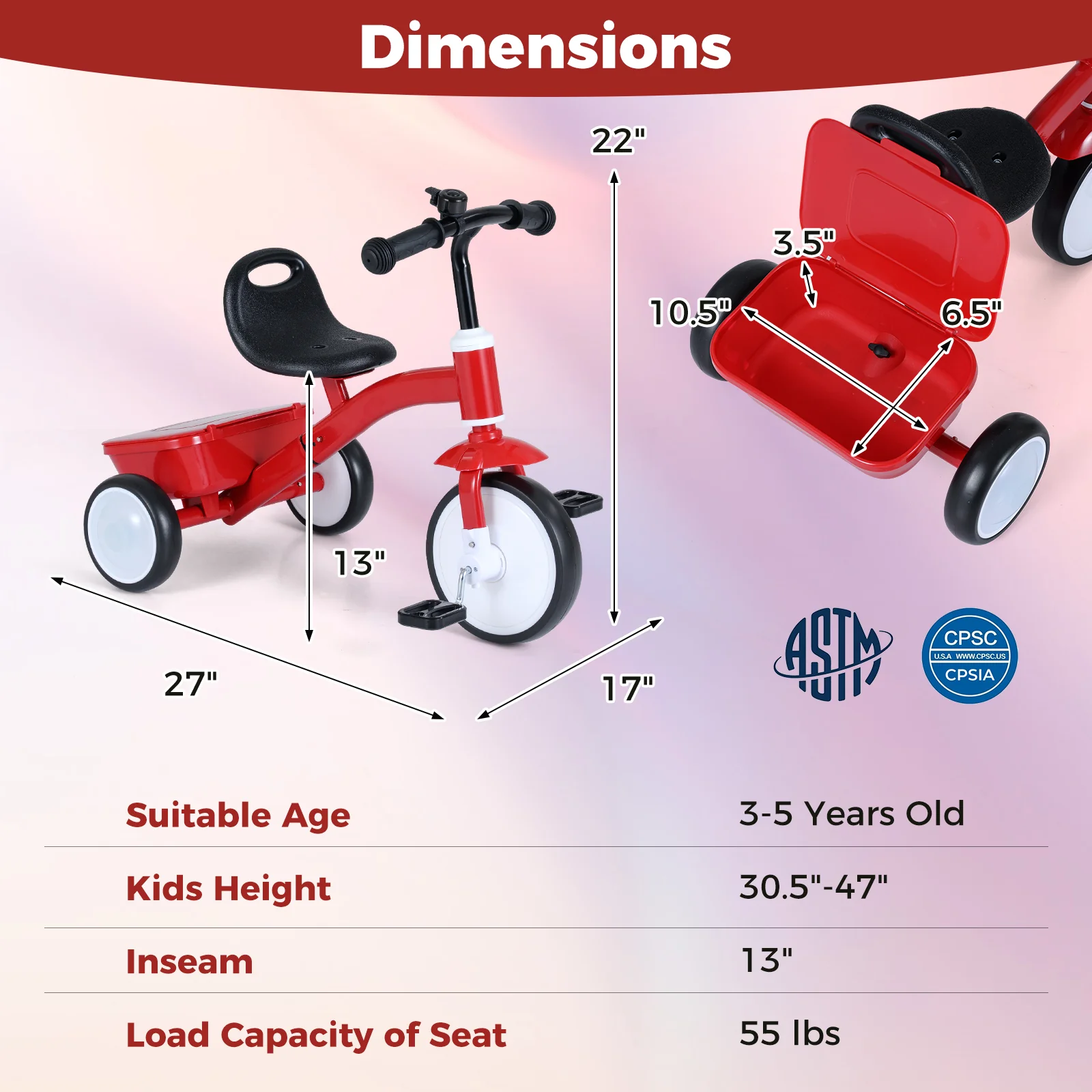 Toddler Tricycle with Glowing Wheels and 4-Level Adjustable Seat - Image 5