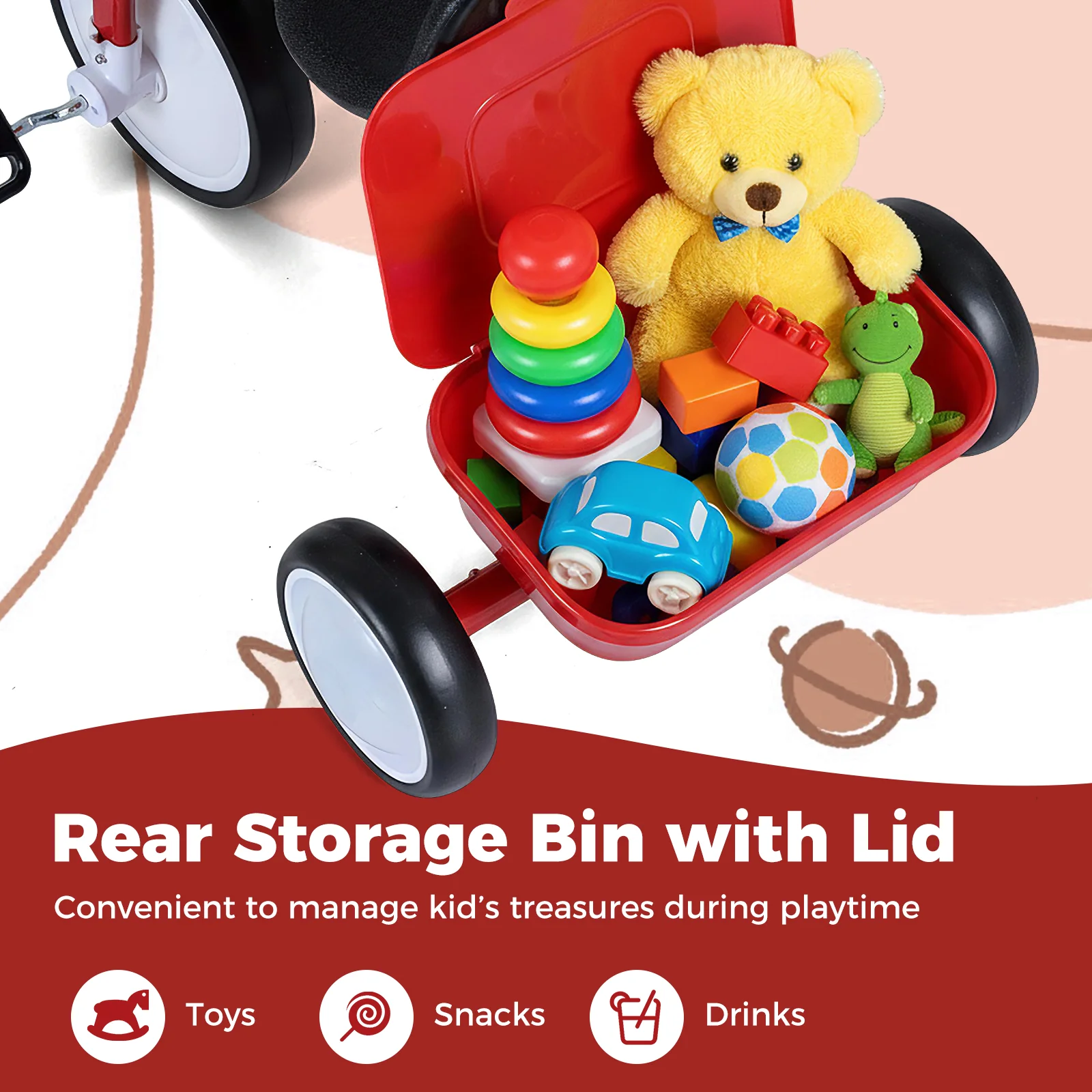 Toddler Tricycle with Glowing Wheels and 4-Level Adjustable Seat - Image 8
