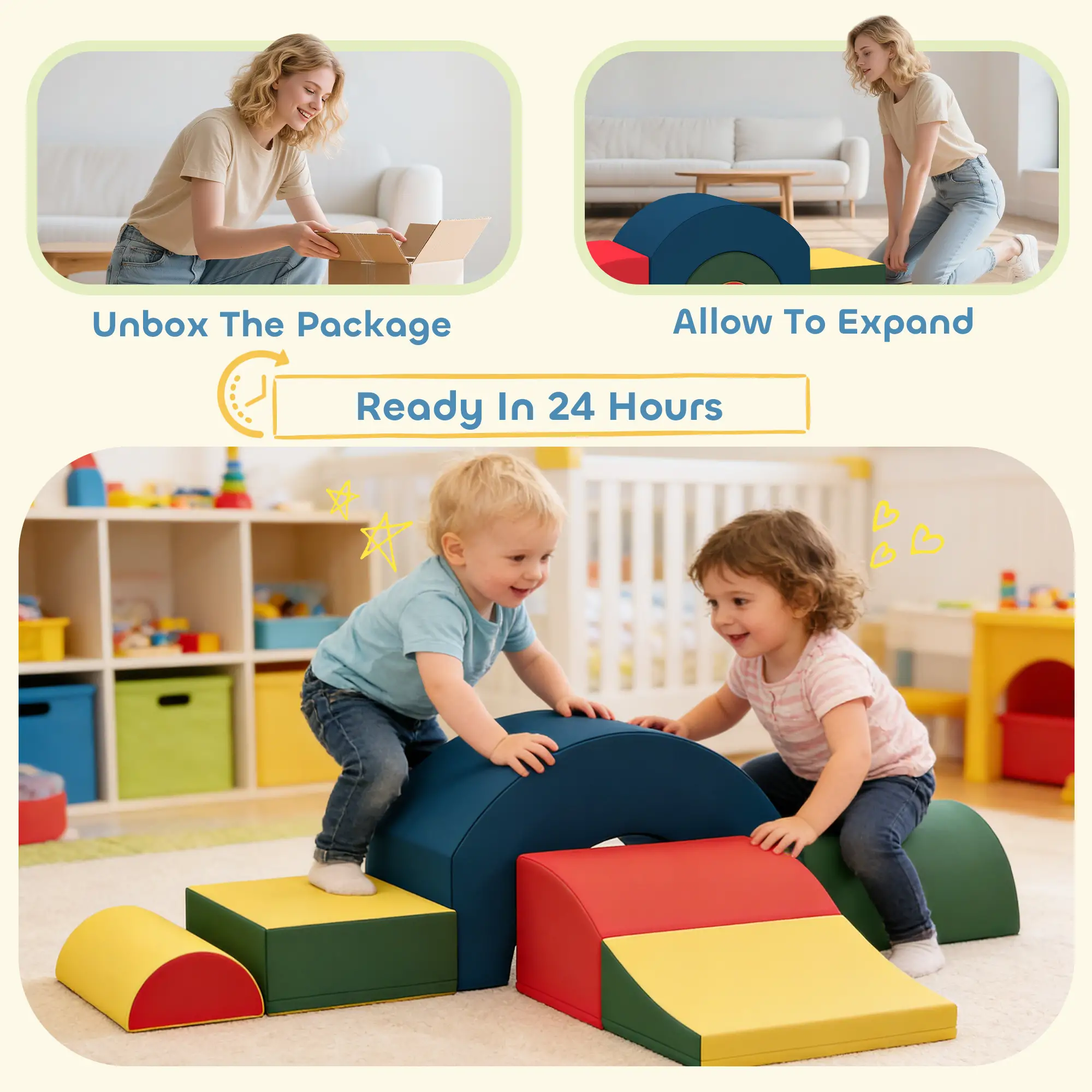 Toddlers Climbing Toys, 5-Piece Foam Blocks, Soft Play Set - Image 7