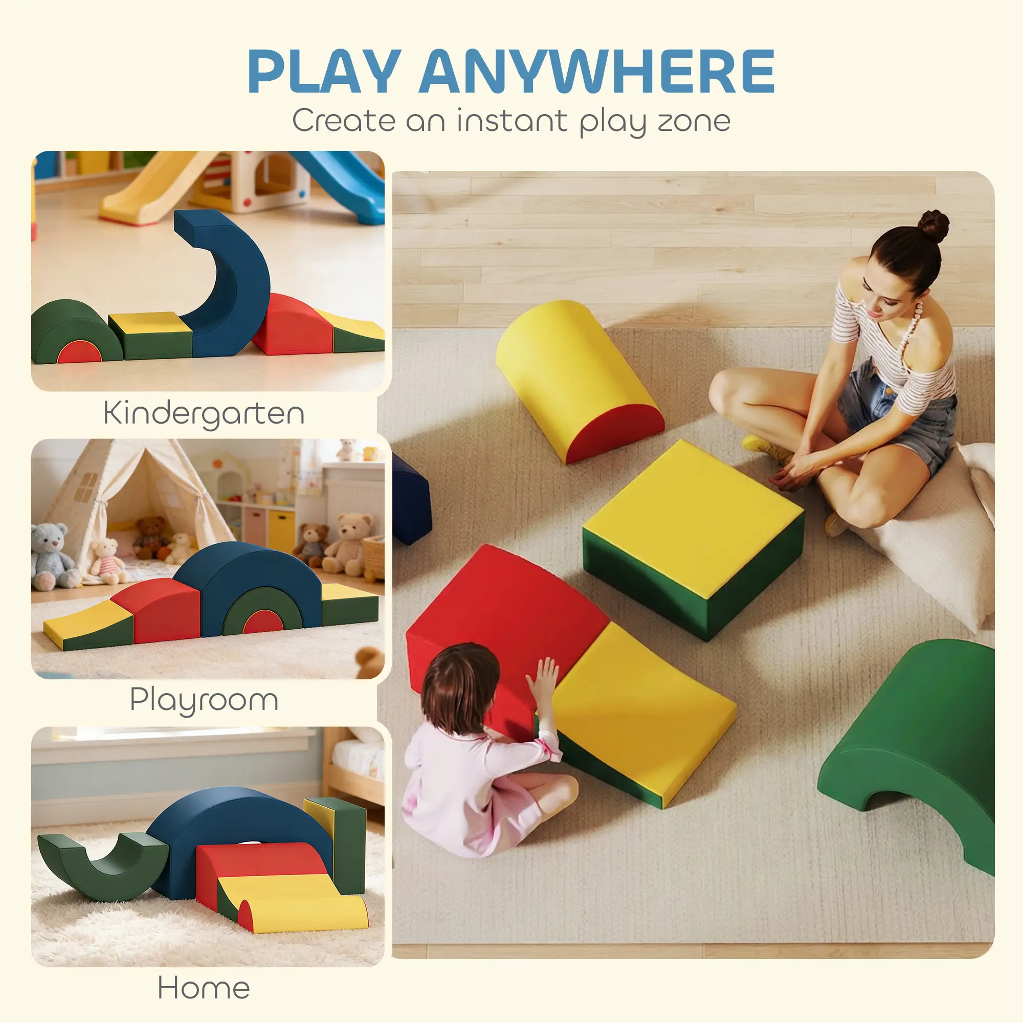 Toddlers Climbing Toys, 5-Piece Foam Blocks, Soft Play Set - Image 9