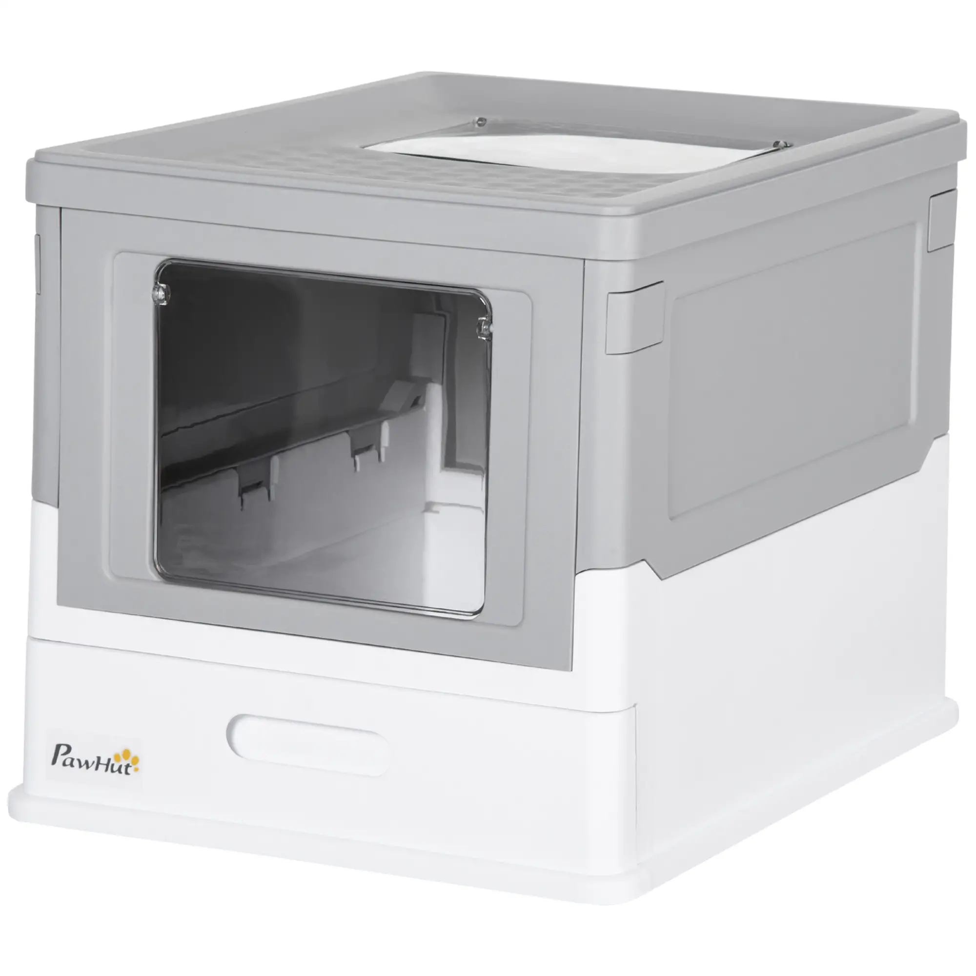 Top Entry Enclosed Kitty Litter Box with Scoop, Tray, Large, Grey
