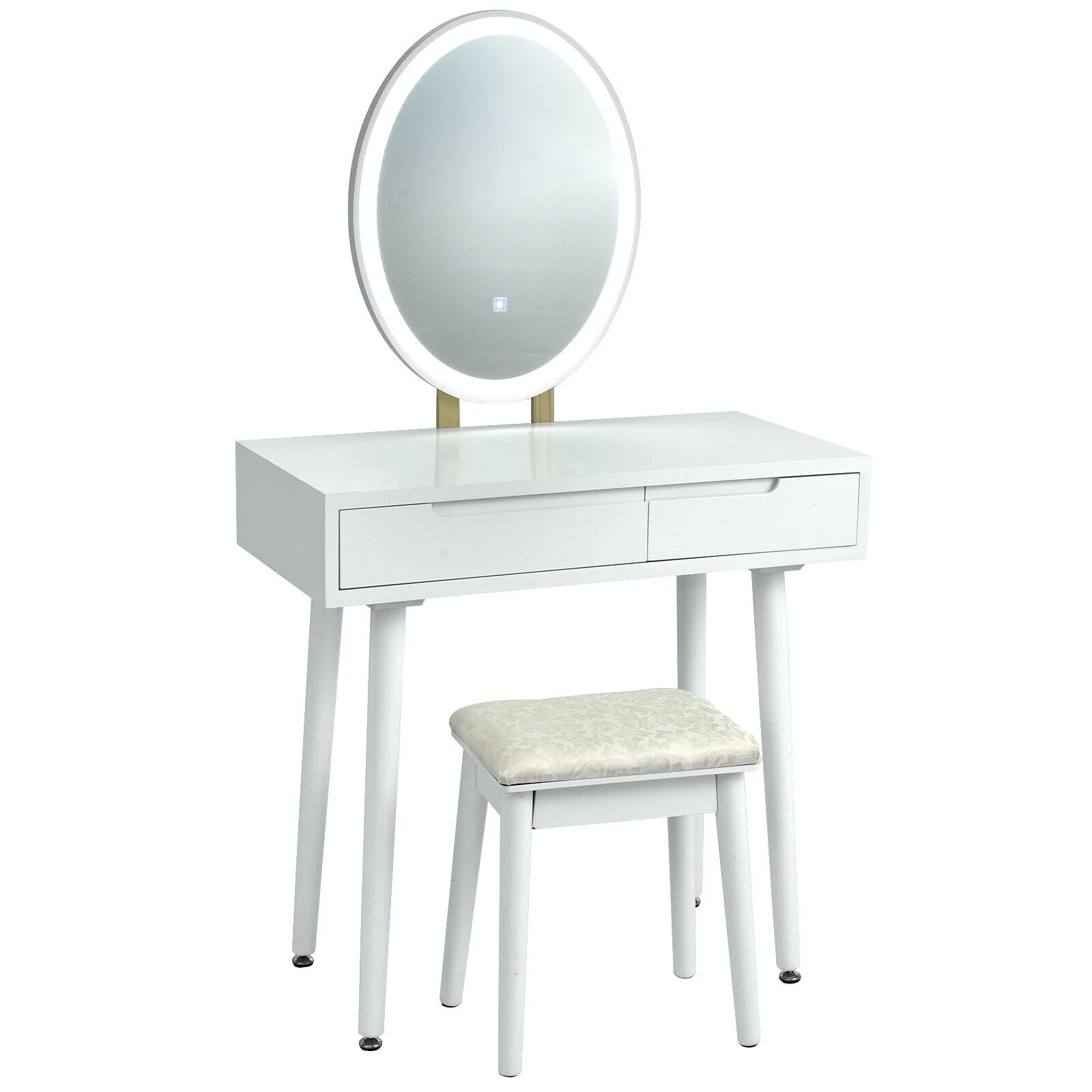 Touch Screen Vanity Makeup Table Stool Set, White - Image 4