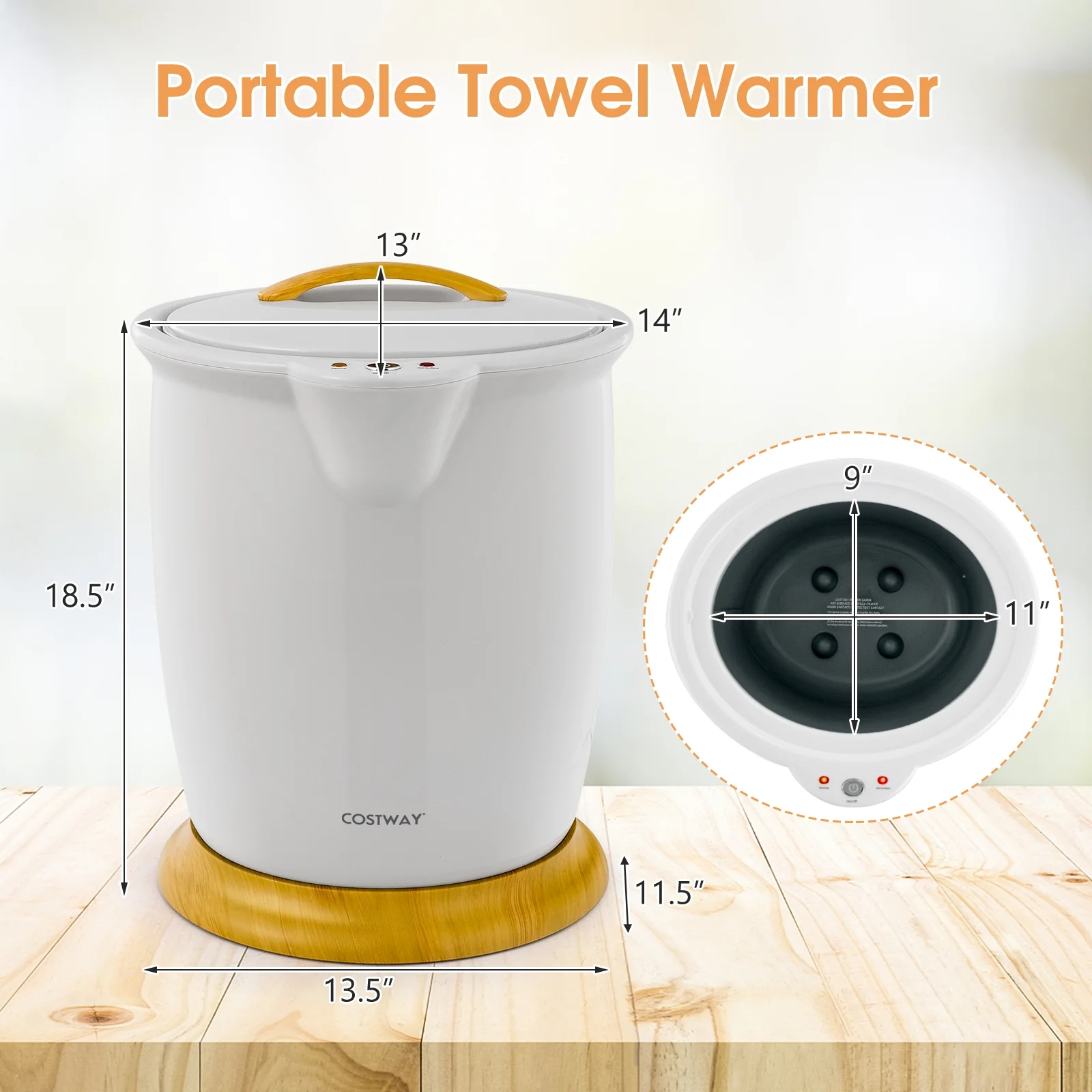 Towel Warmer Bucket With Fragrance Holder, Auto Shut, Gray - Image 4