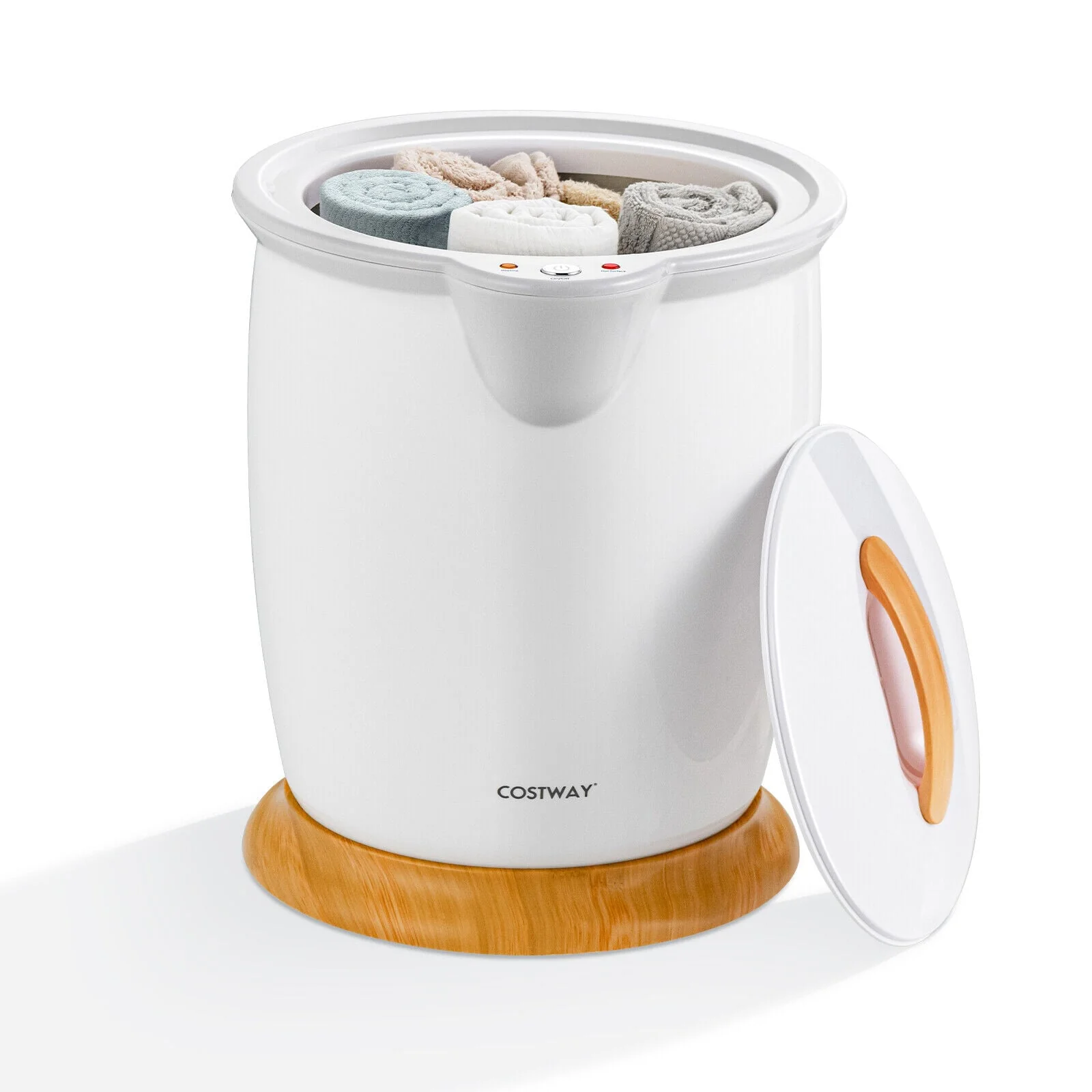 Towel Warmer Bucket With Fragrance Holder, Auto Shut, White - Image 4