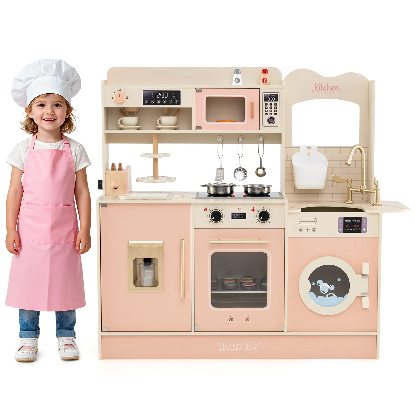 Toy Kitchen Playset With Light And Sound, Pink - Image 3