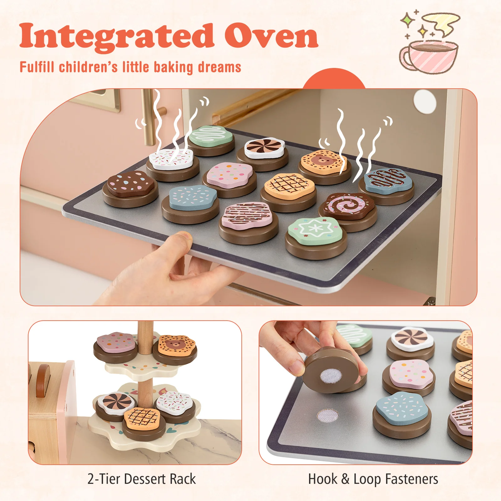 Toy Kitchen Playset With Light And Sound, Pink - Image 9