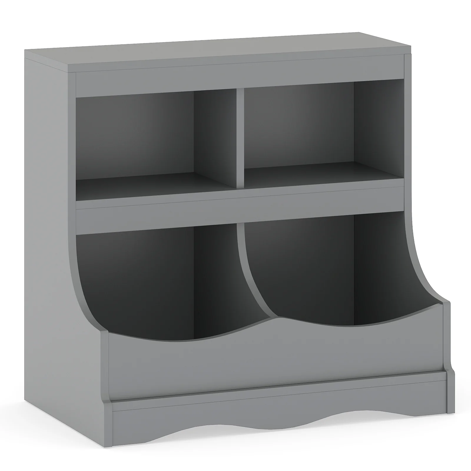 Toy Storage Organizer 4-Cubby Kids Bookcase for Toys and Books, Gray - Image 5