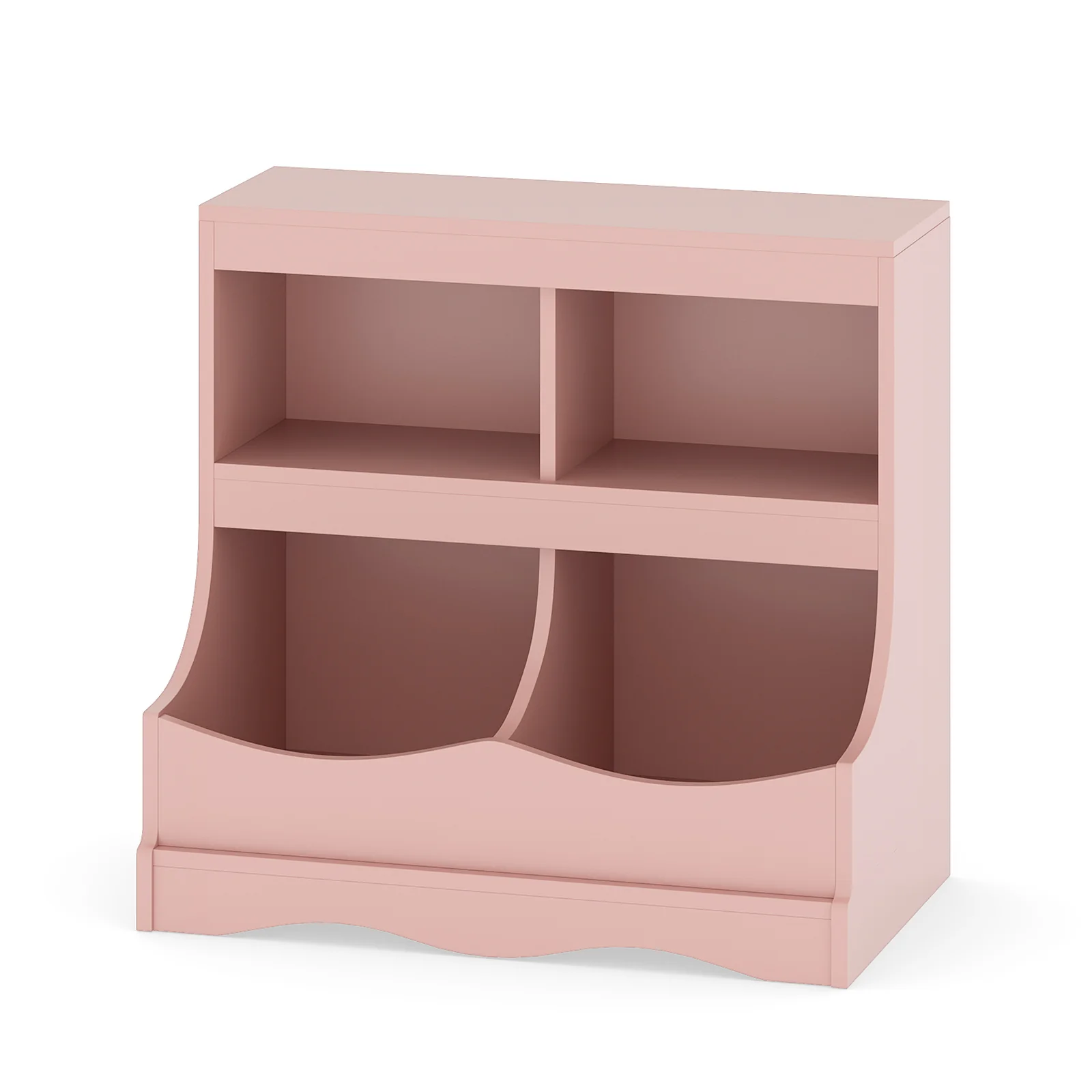 Toy Storage Organizer 4-Cubby Kids Bookcase for Toys and Books, Pink - Image 5