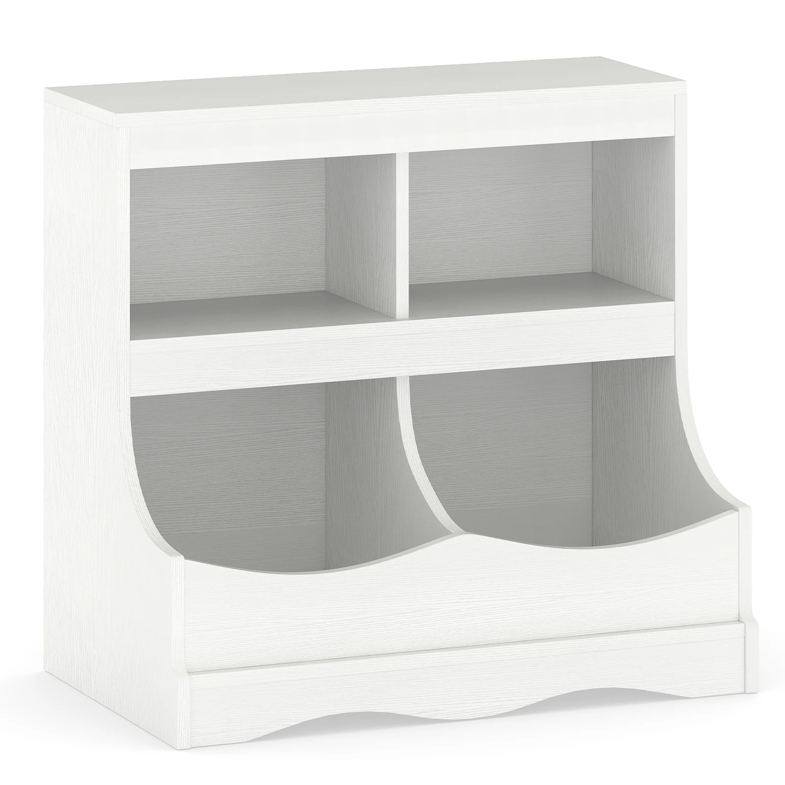 Toy Storage Organizer 4-Cubby Kids Bookcase for Toys and Books, White - Image 5