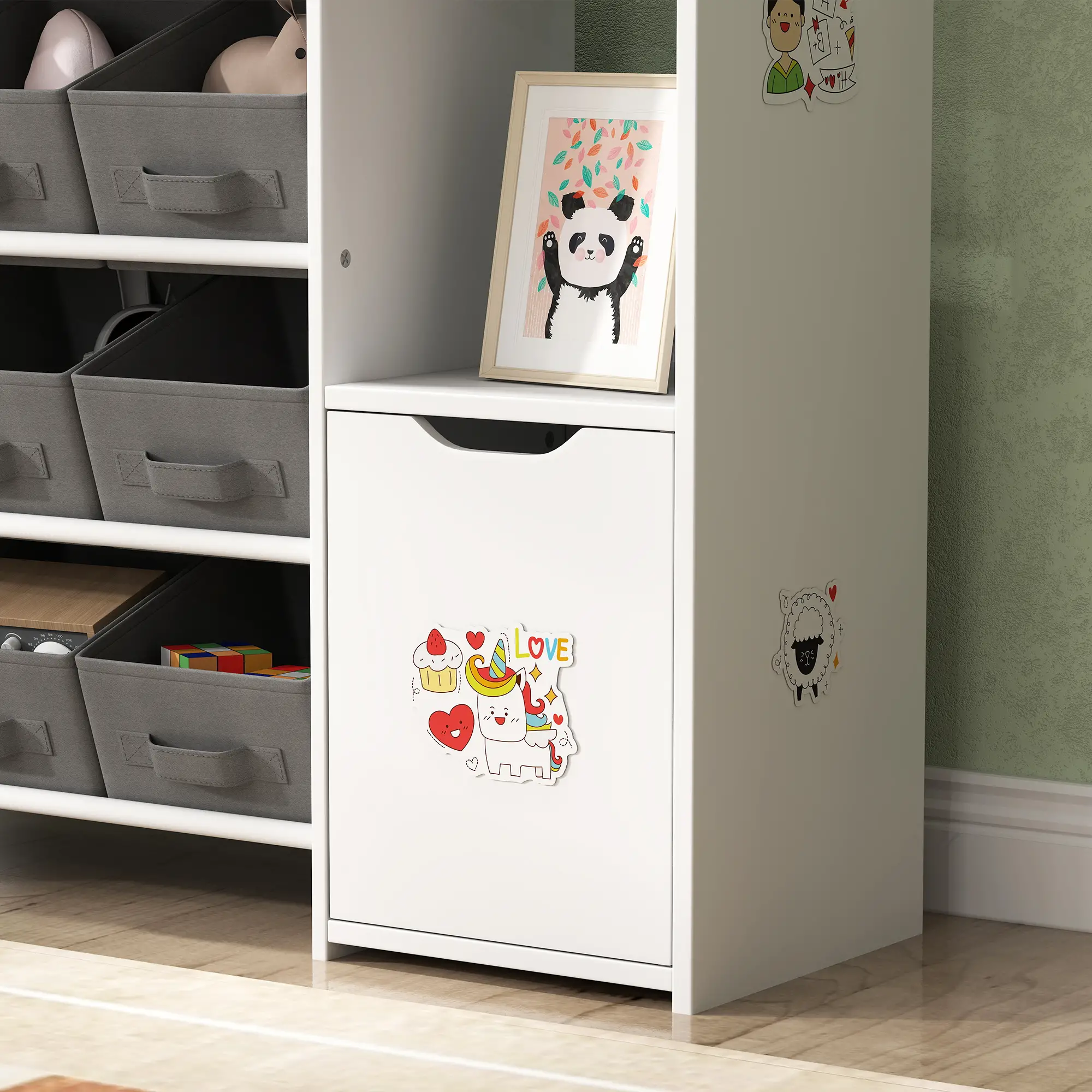 Toy Storage Organizer, 9 Non-Woven Fabric Boxes, White - Image 10