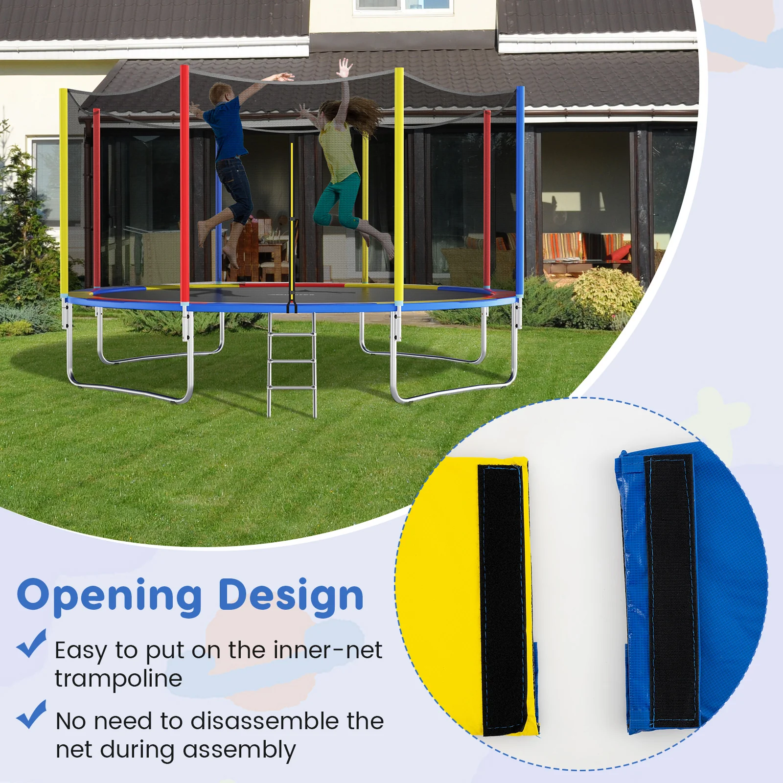Trampoline Pad Replacement, 14 ft, Safety Pad with Straps, Multicolor - Image 10