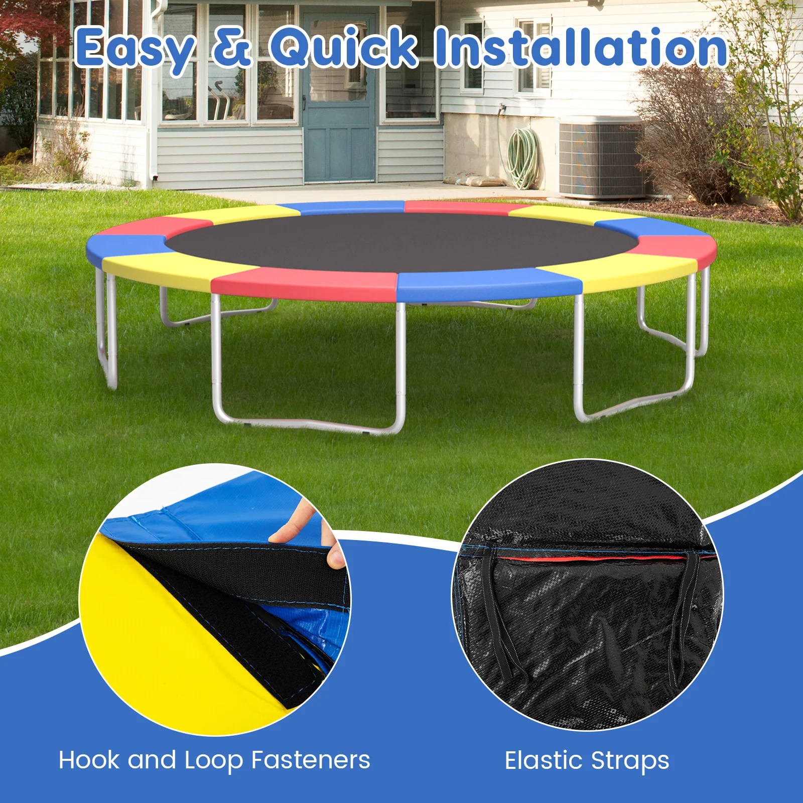 Trampoline Pad Replacement, 14 ft, Safety Pad with Straps, Multicolor - Image 8