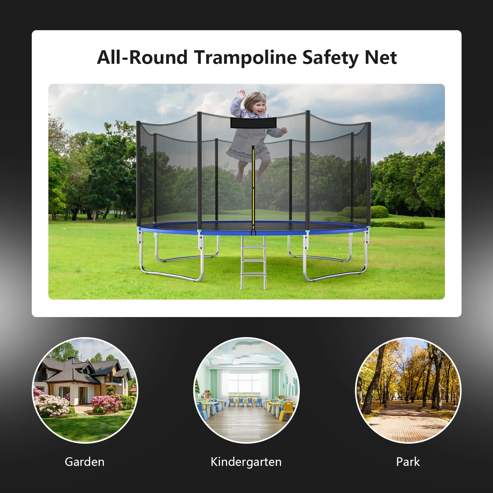 Trampoline Safety Replacement Enclosure Net, 8 ft - Image 3