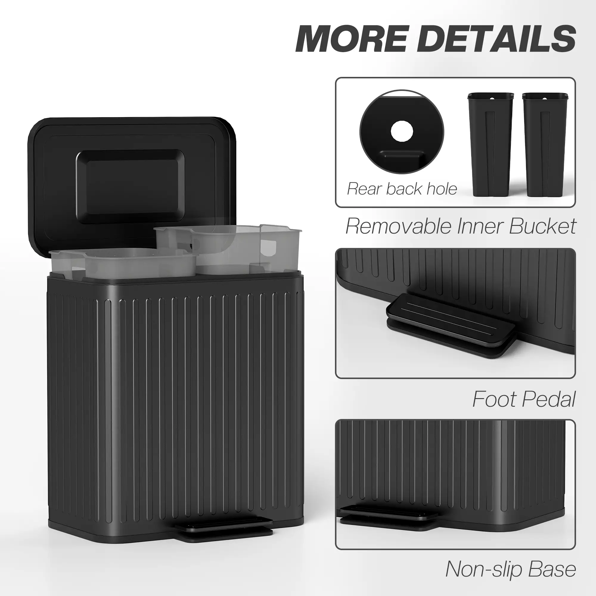 Trash Can, 2 x 5.3 Gallon, Soft Close Lid, Removable Inner Buckets - Image 7