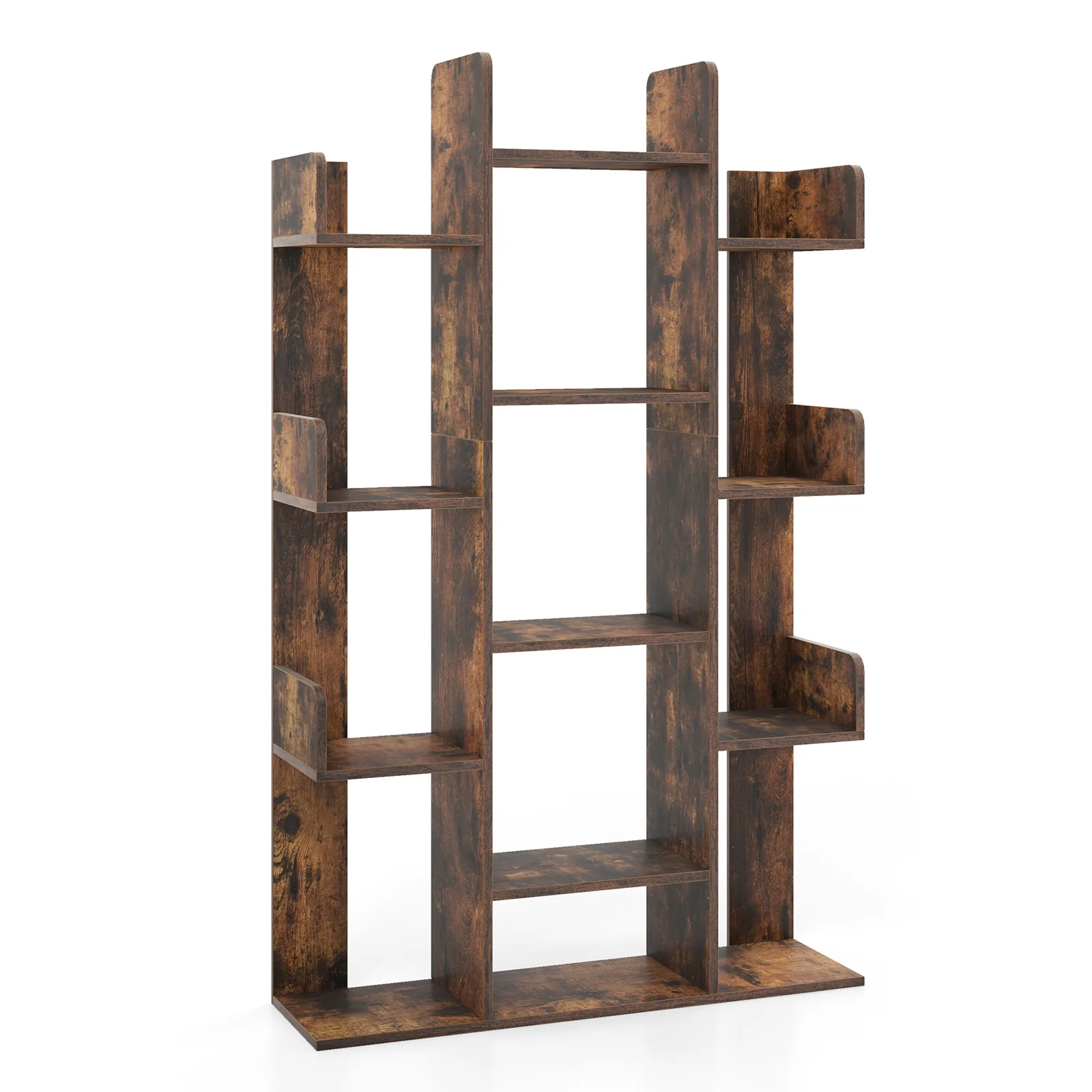 Tree-Shaped Bookshelf, 13 Compartments, Brown - Image 5