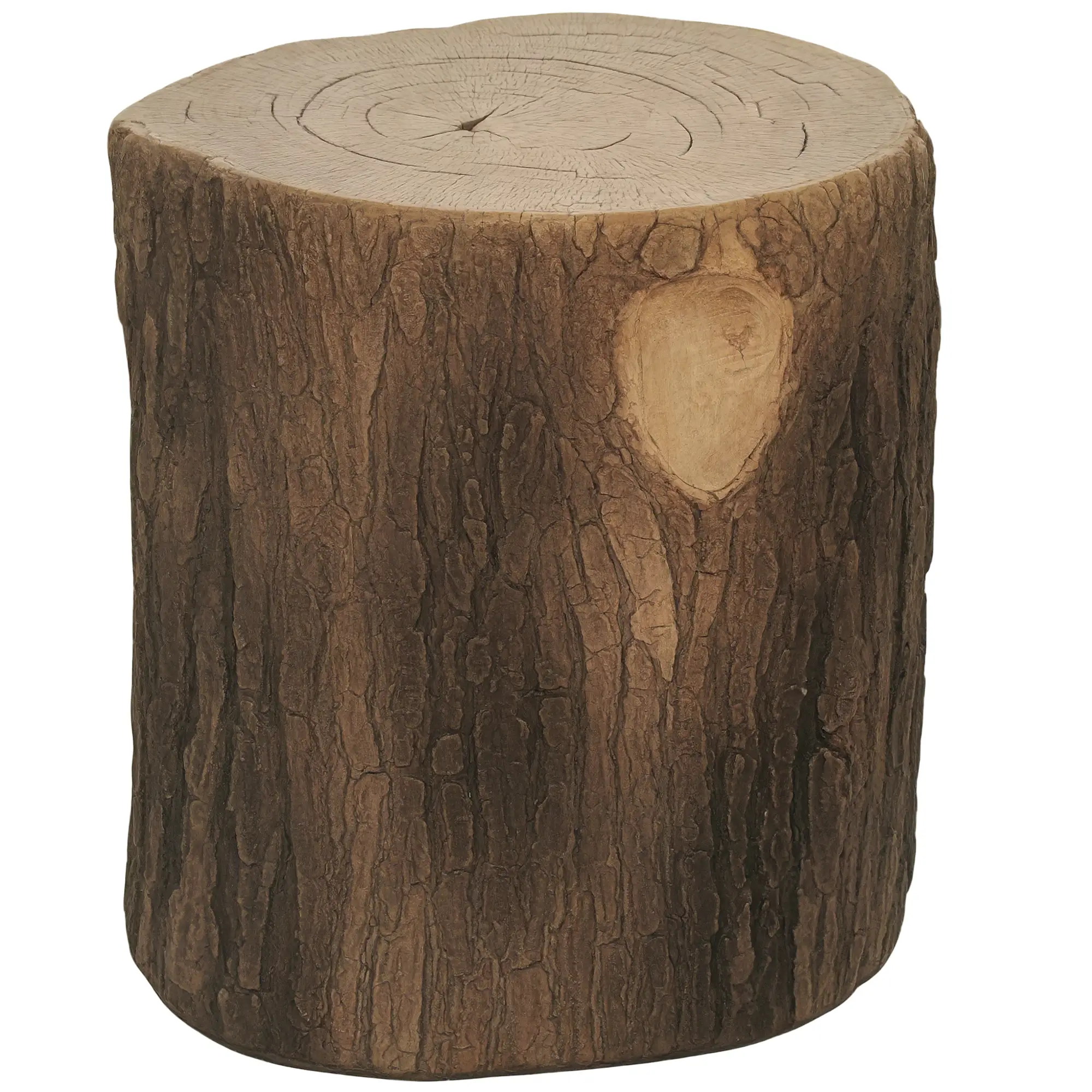 Tree Stump Garden Stool, 15" Outdoor Side Table, Brown - Image 11