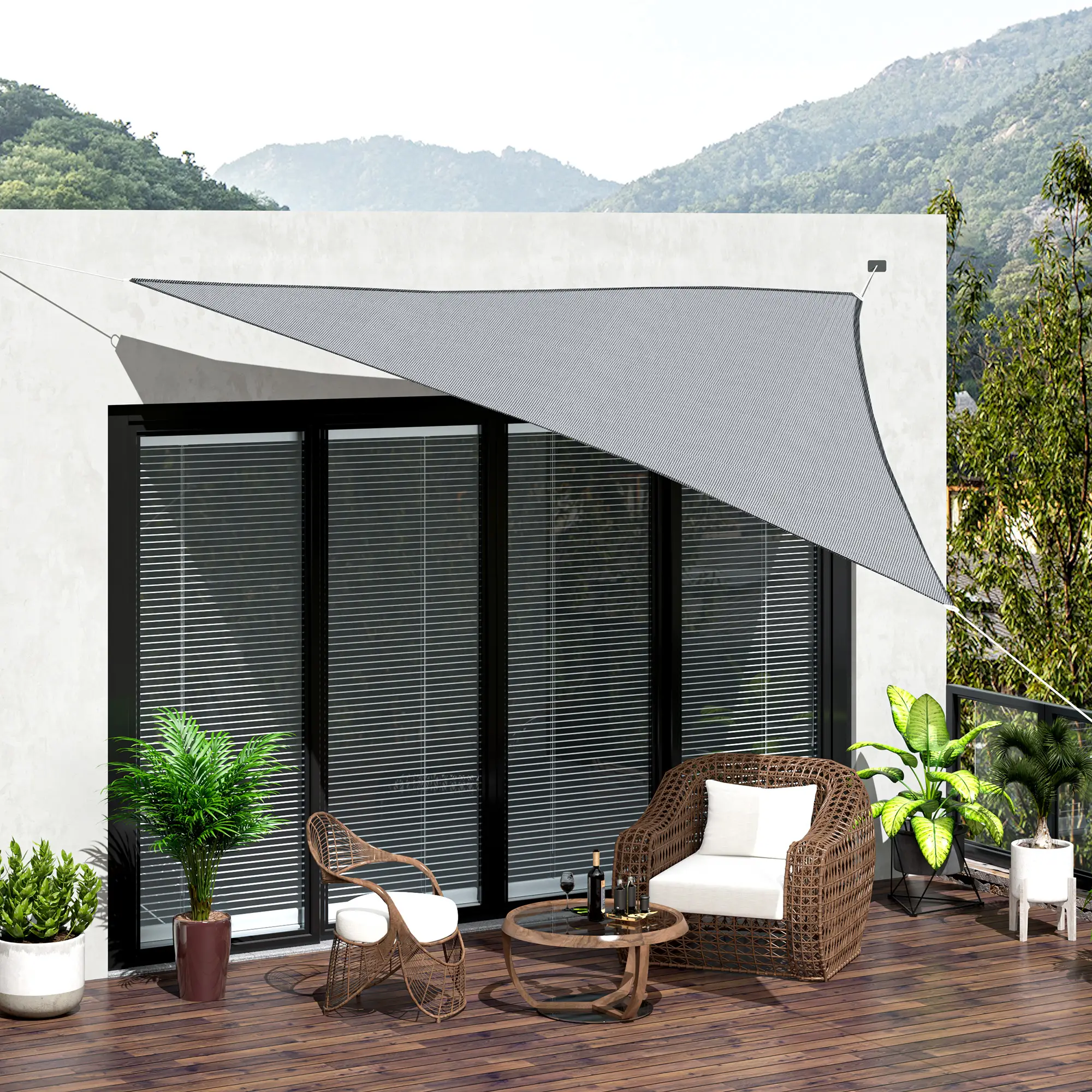 Triangle 10' Canopy Sun Sail, UV Protector, Outdoor Patio Cover, Grey - Image 2