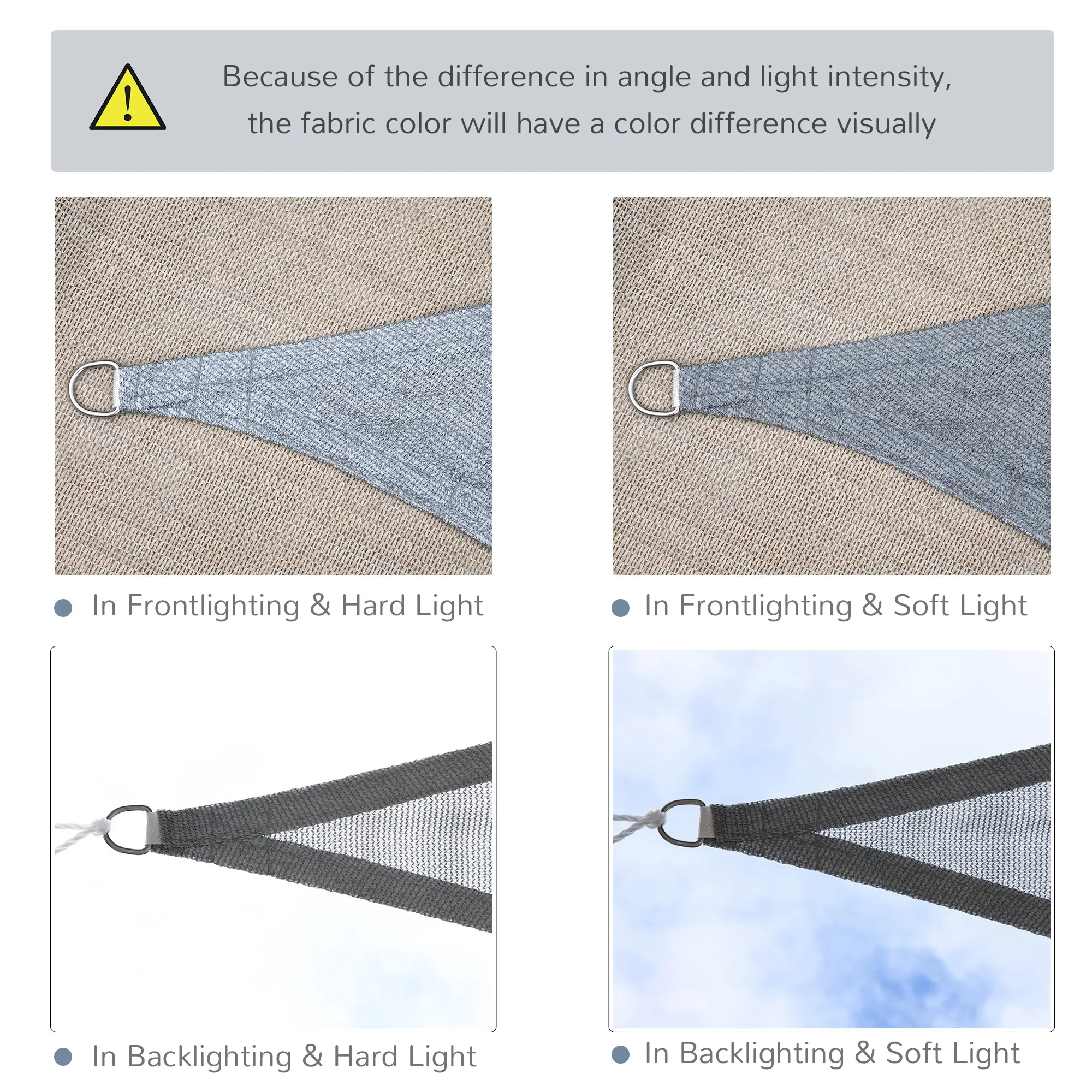 Triangle 10' Canopy Sun Sail, UV Protector, Outdoor Patio Cover, Grey - Image 6