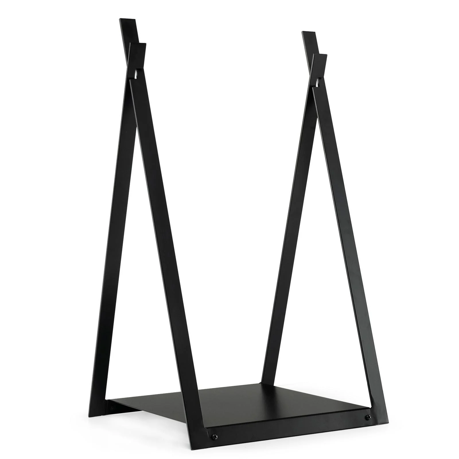 Triangle Firewood Rack With Raised Base, Black - Image 2