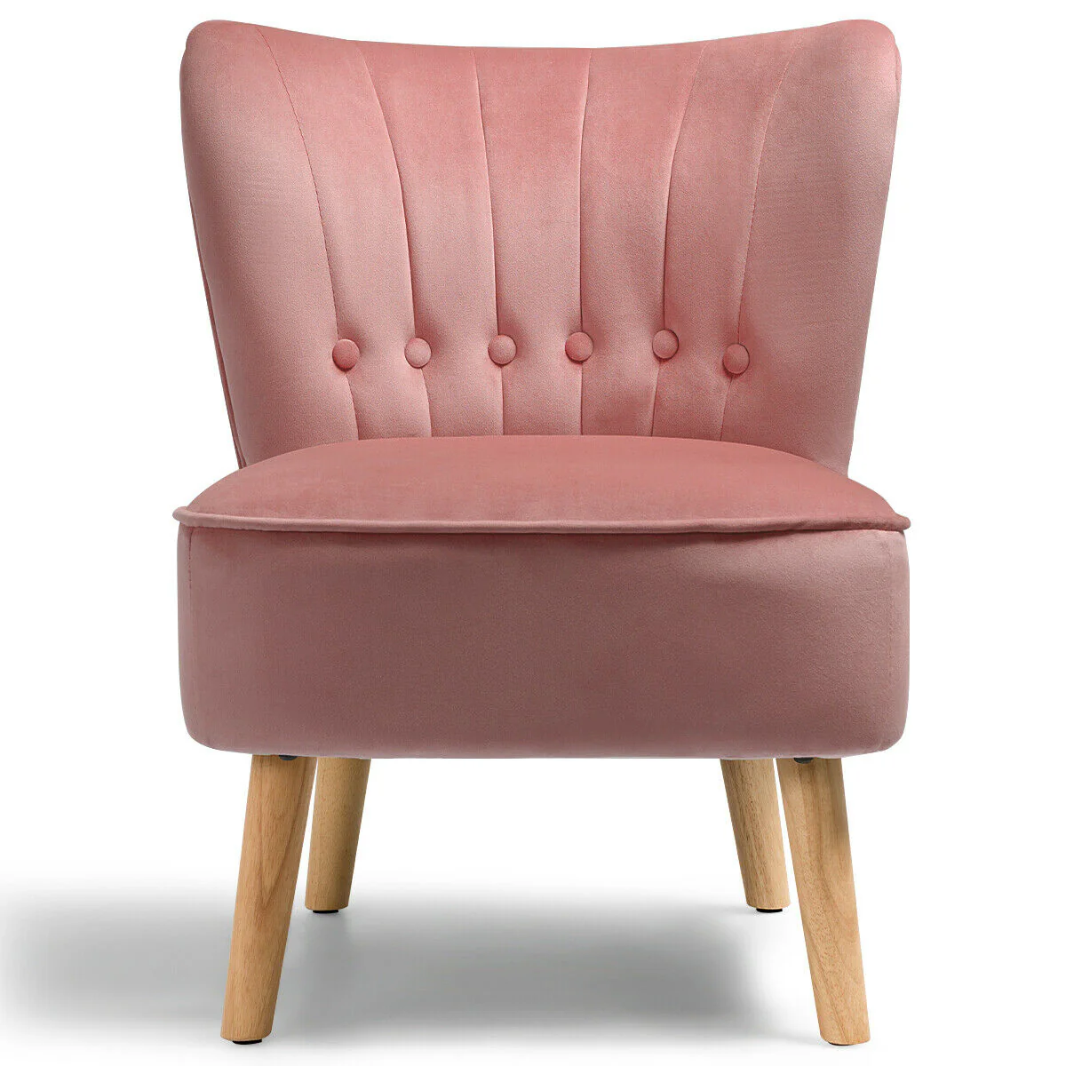 Tufted Velvet Armless Accent Chair, Pink - Image 8