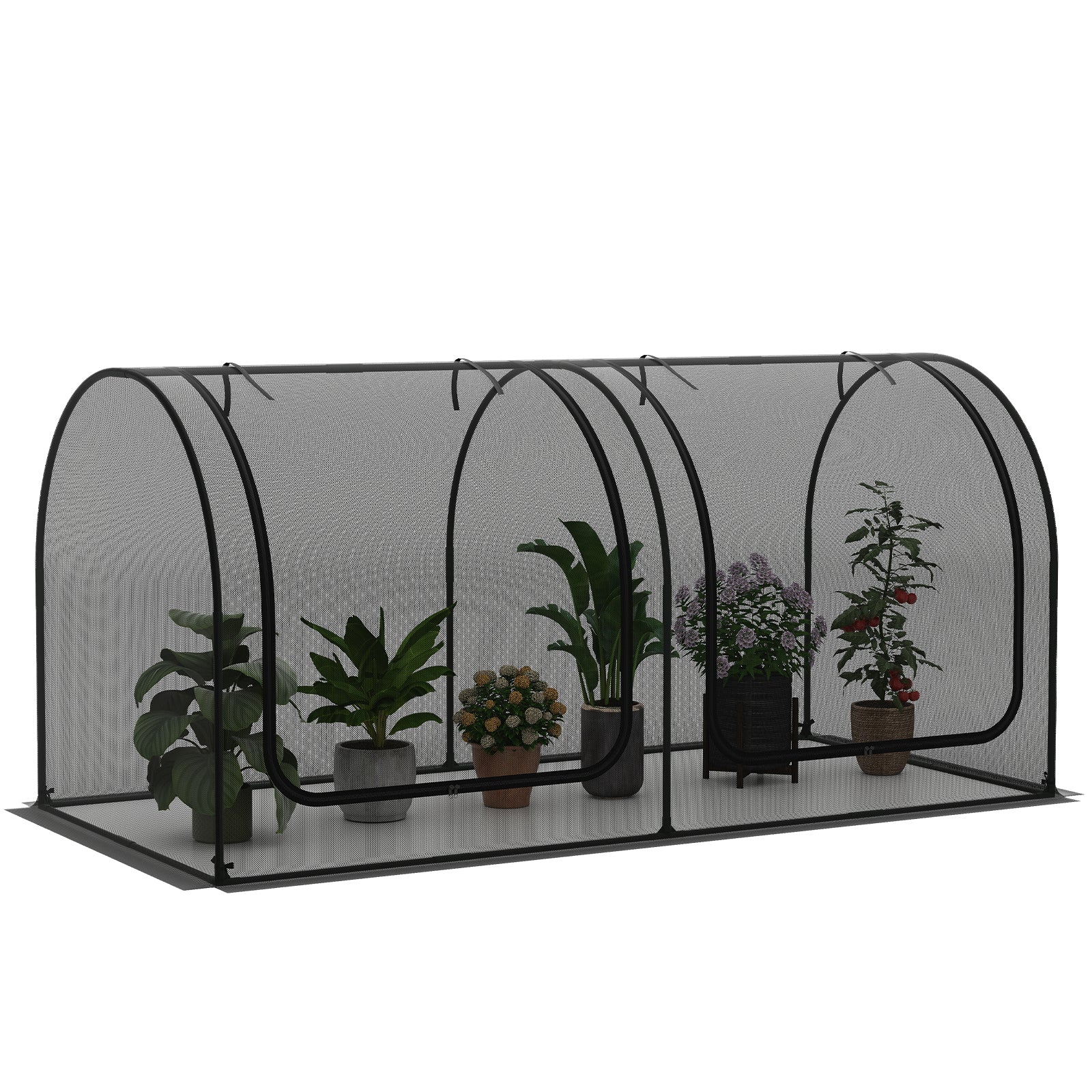 Tunnel Crop Cage Large Portable Plant Protection Tent with 2 Roll-up Zippered Doors - Image 4