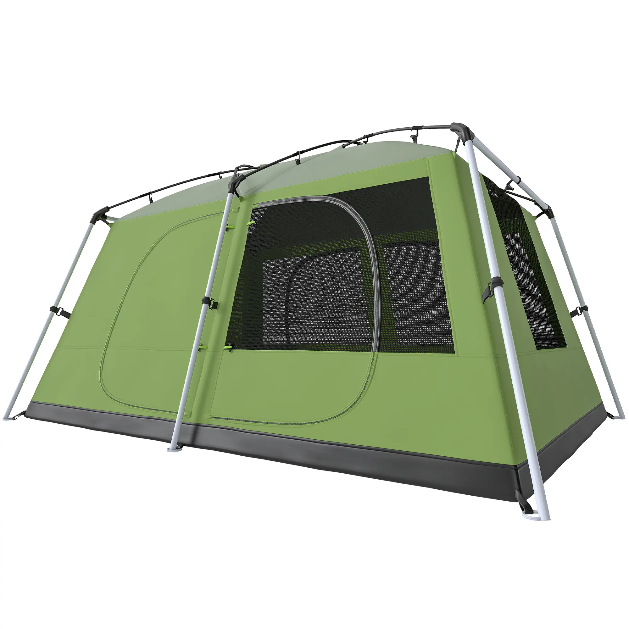 Tunnel Tent Camping Shelter, Two Rooms, Lamp Hook, Portable, Green