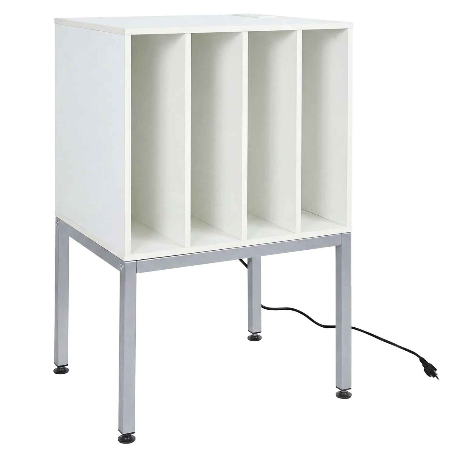 Turntable Record Player Stand With Power Outlets, White