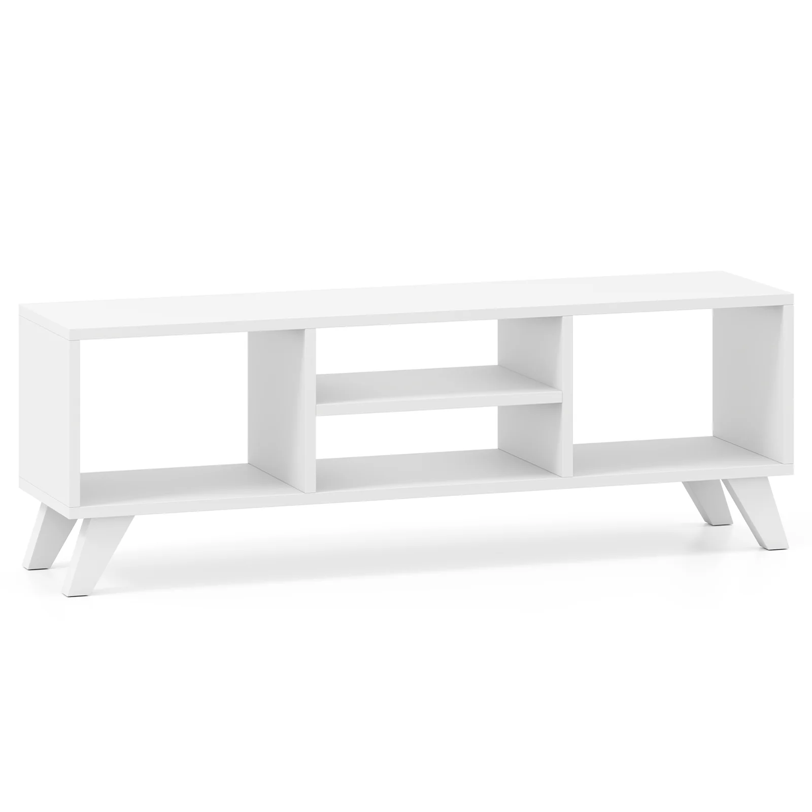 TV Console Table With Raised Support Legs, White - Image 4