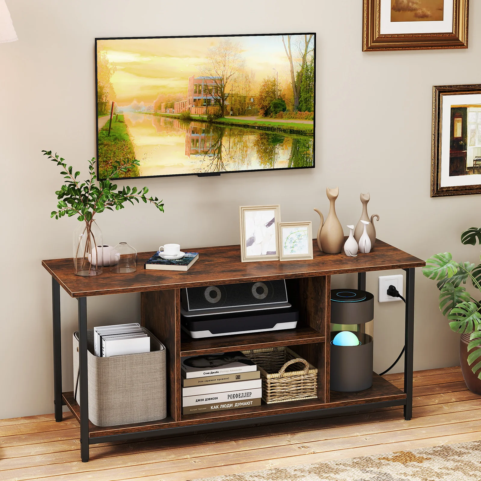 TV Stand Entertainment Center, 50 Inches, Brown - Image 7