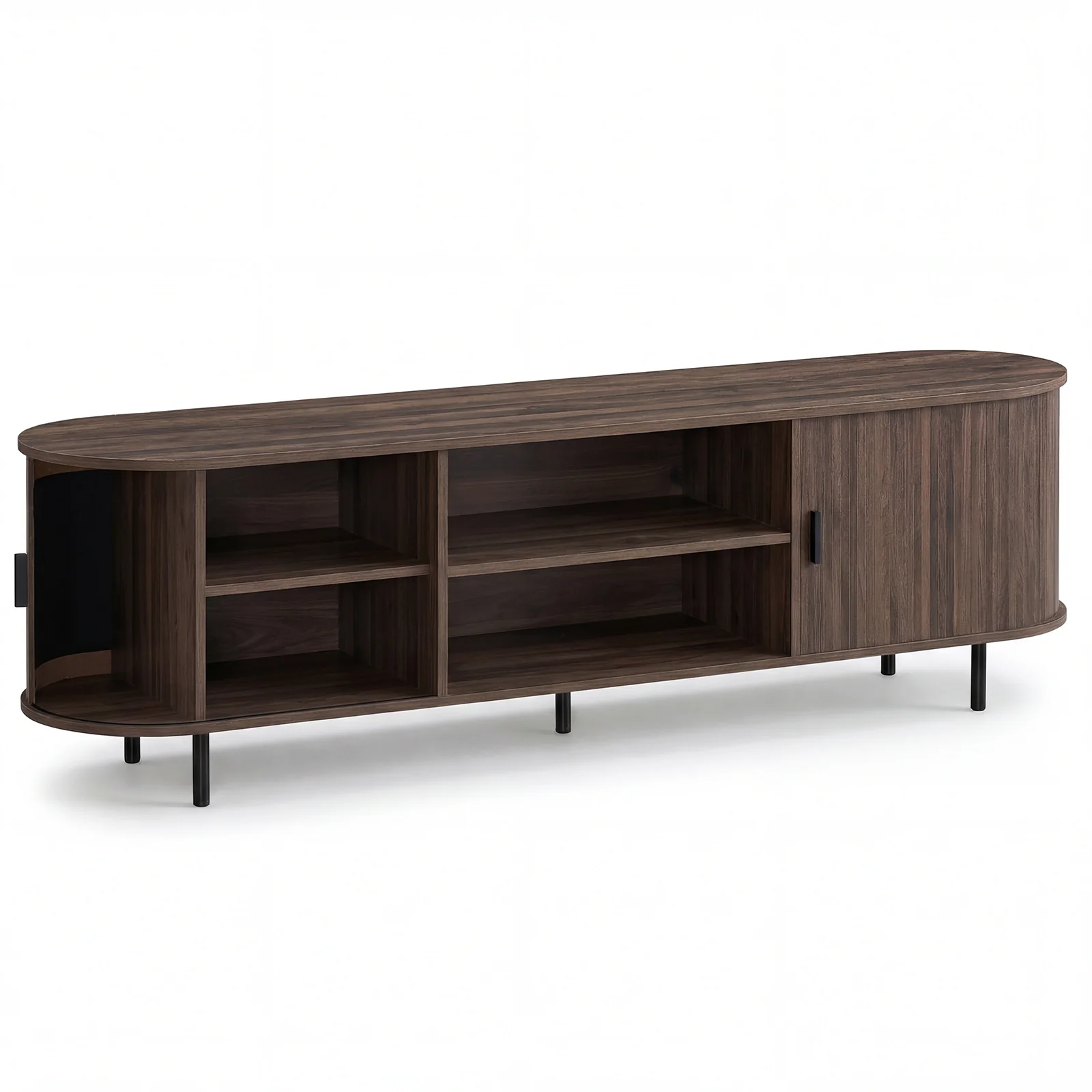 TV Stand For 80 Inch TVs, Mid Century Modern, Walnut - Image 4