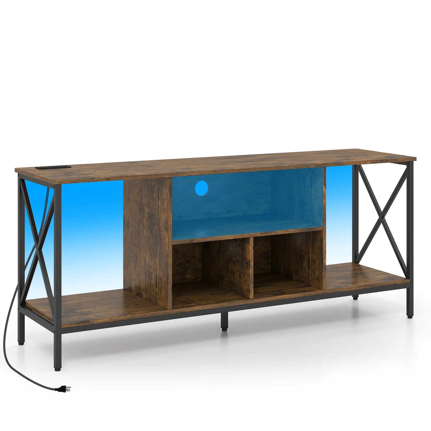 TV Stand With Led Lights For 65 Inch TV Entertainment Center, Brown