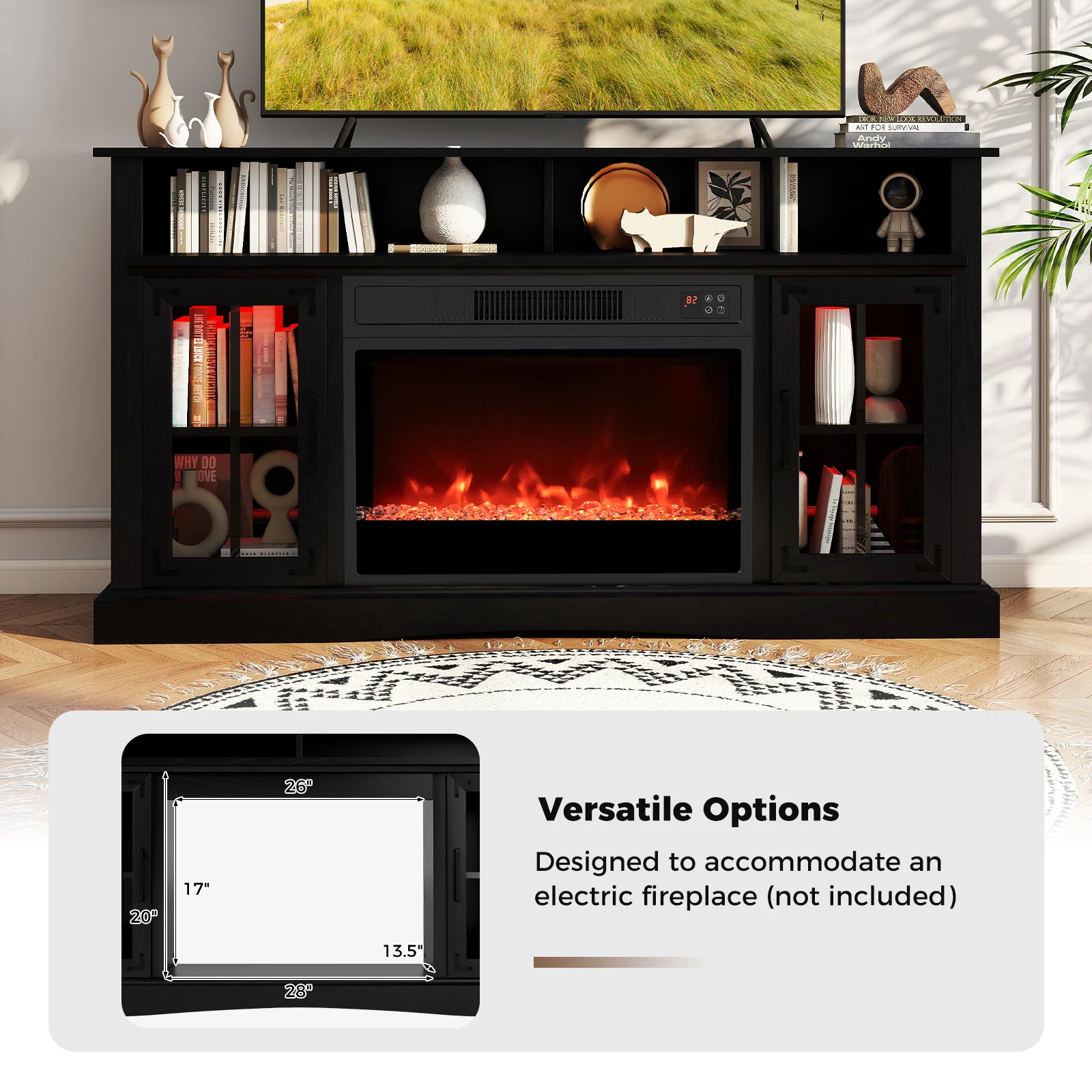 TV Stand With LED Lights, Remote Control, Black - Image 8