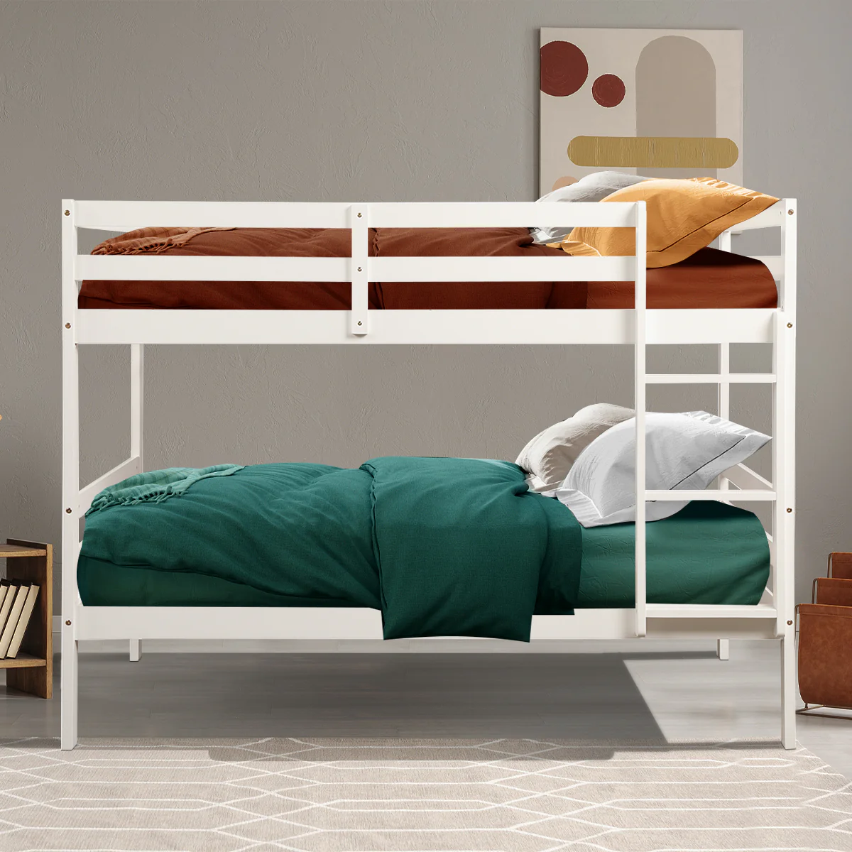 Twin Bunk Bed, Solid Hardwood, White - Image 7