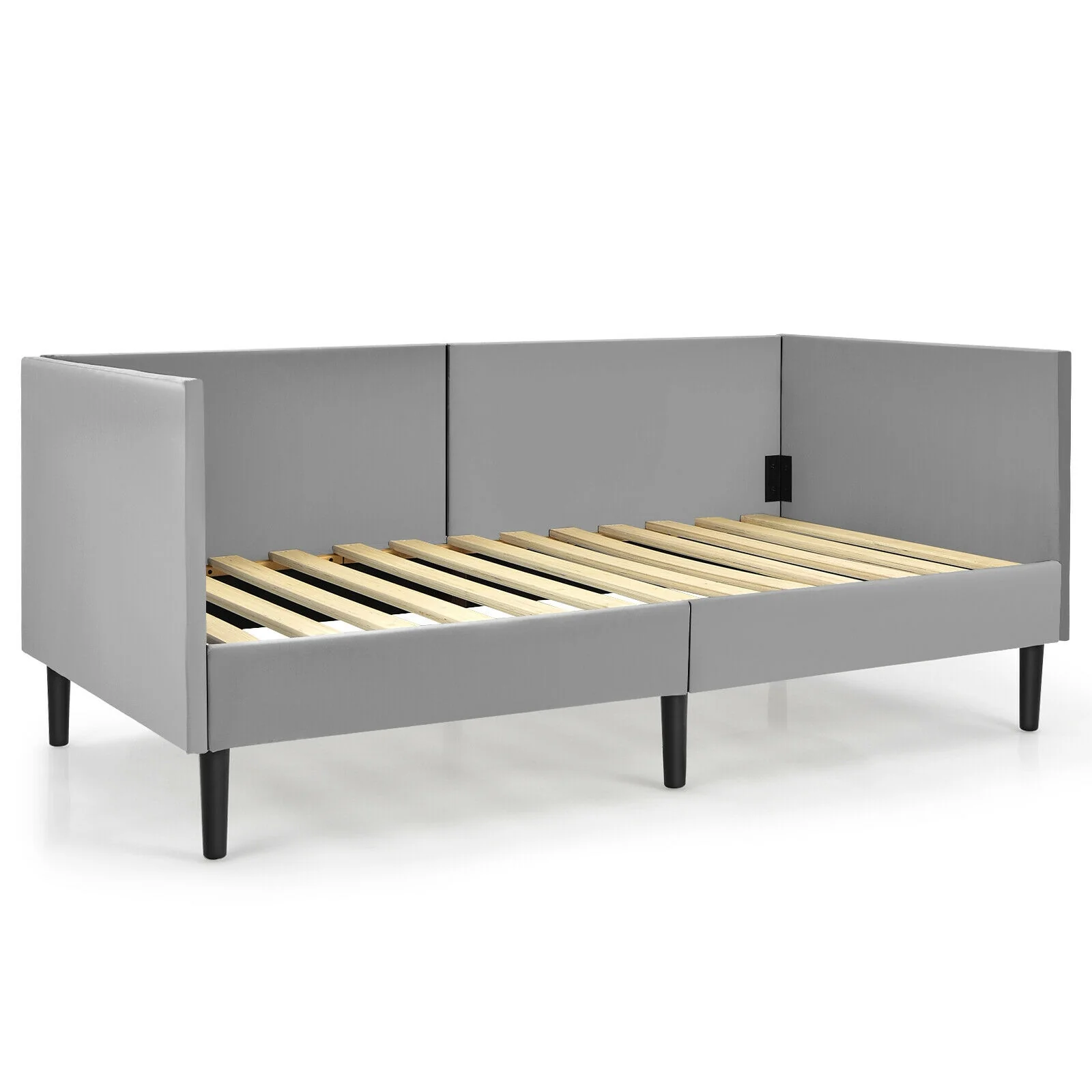 Twin Daybed, Heavy Duty Wooden Sofa Bed Frame, Gray