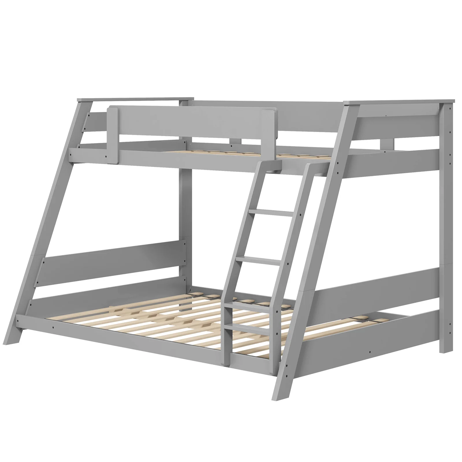 Twin Over Full Low Bunk Bed, Gray