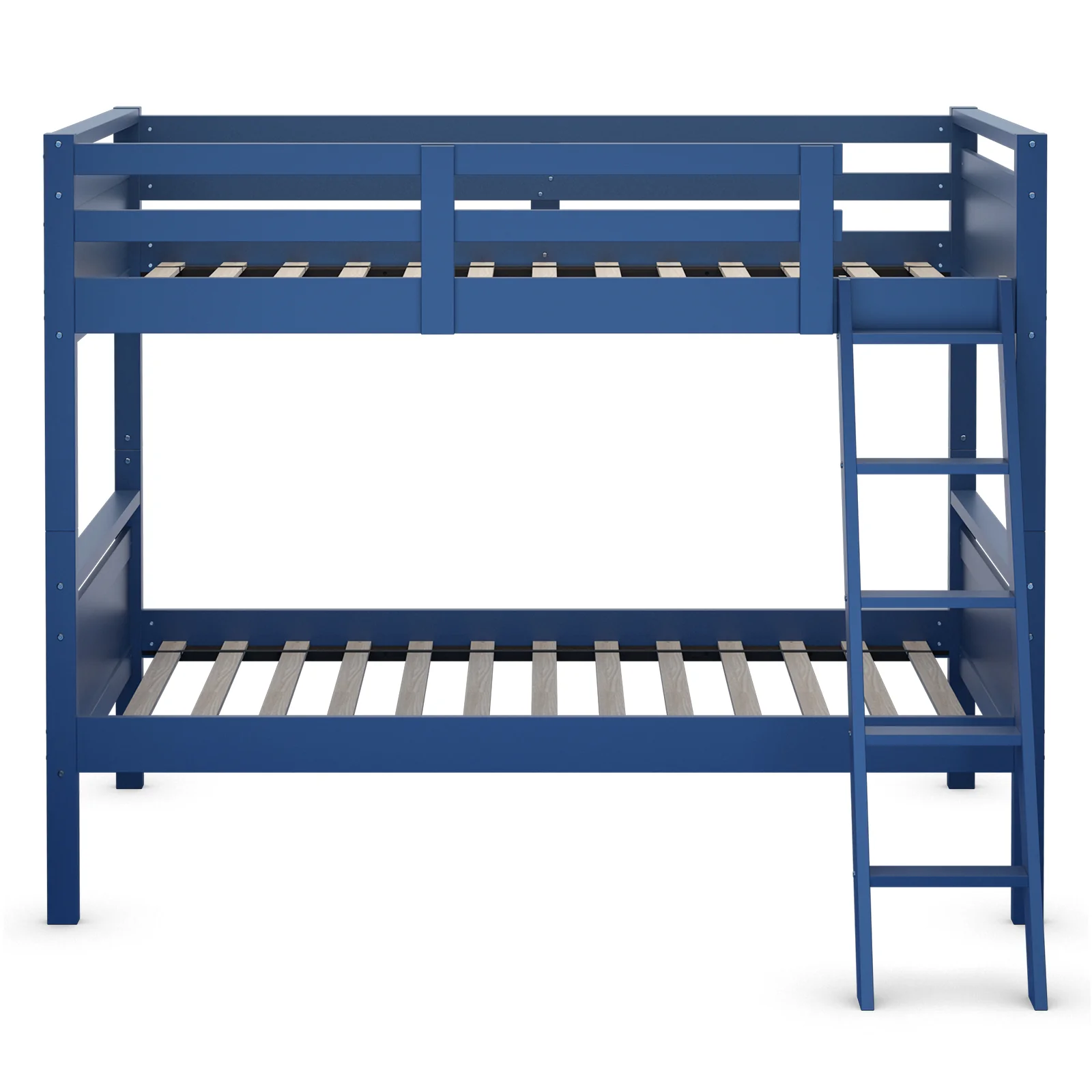 Twin Over Twin Bunk Bed, Convertible To 2 Beds, Wooden, Navy - Image 7