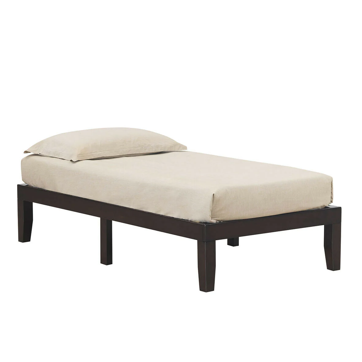Twin Size 14 Inch Wooden Slats Bed Frame, Brown - Image 5