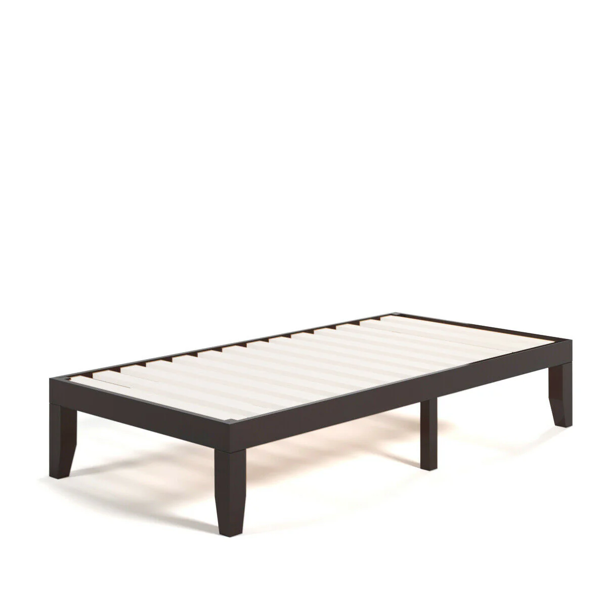 Twin Size 14 Inch Wooden Slats Bed Frame, Brown - Image 9