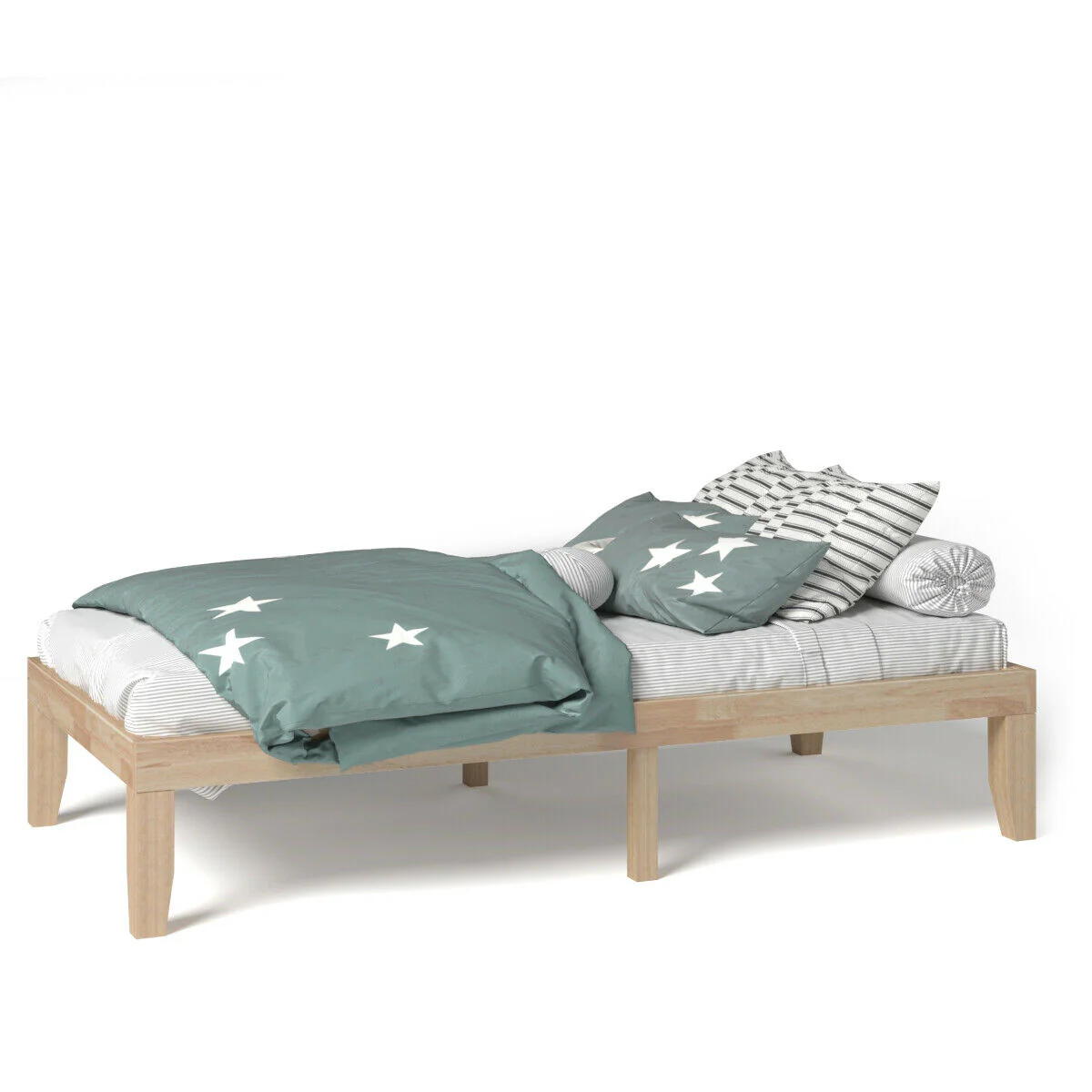 Twin Size 14 Inch Wooden Slats Mattress Frame, Natural - Image 10